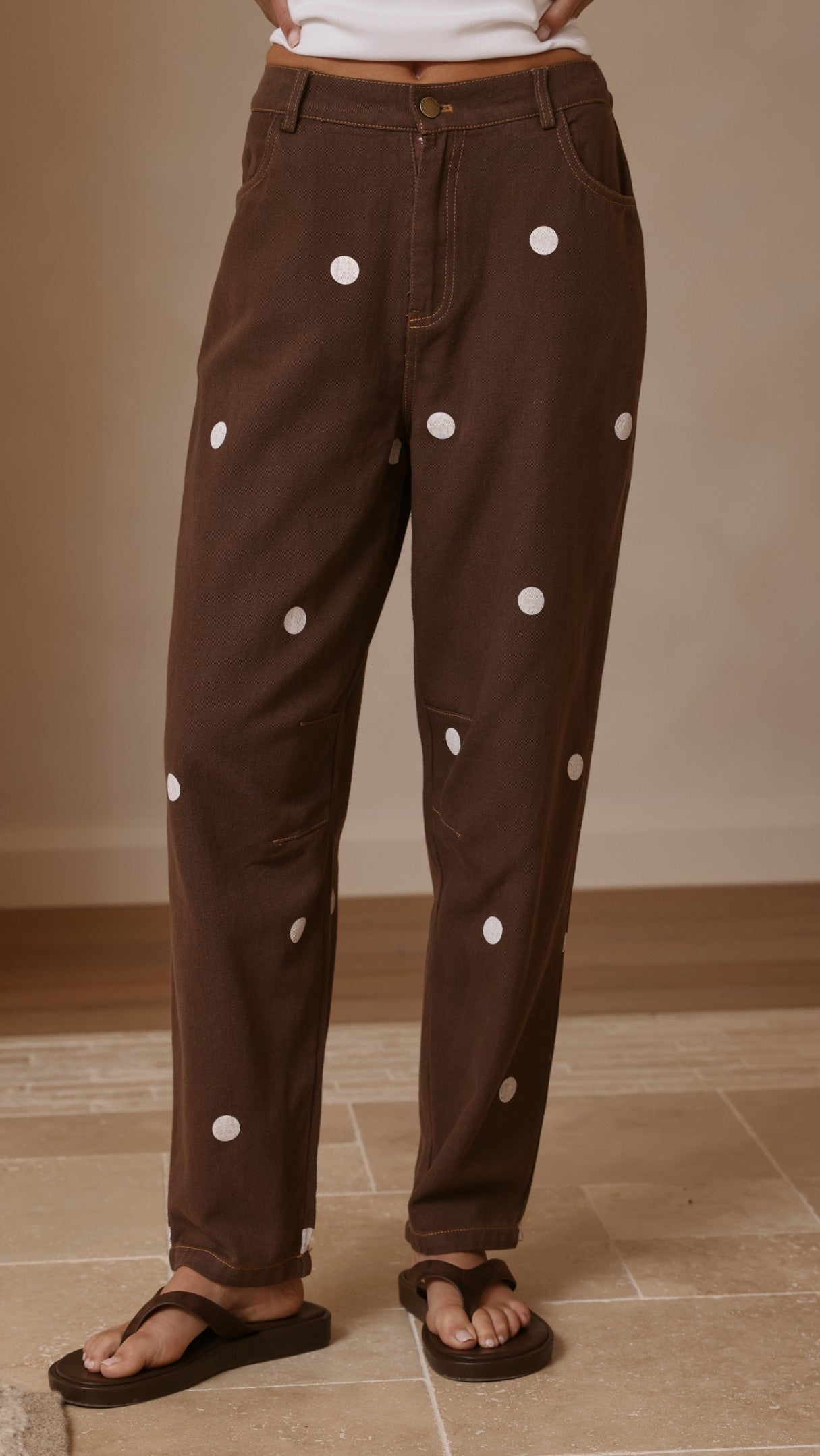 Cleora Barrel Jeans - Chocolate Polka - Billy J