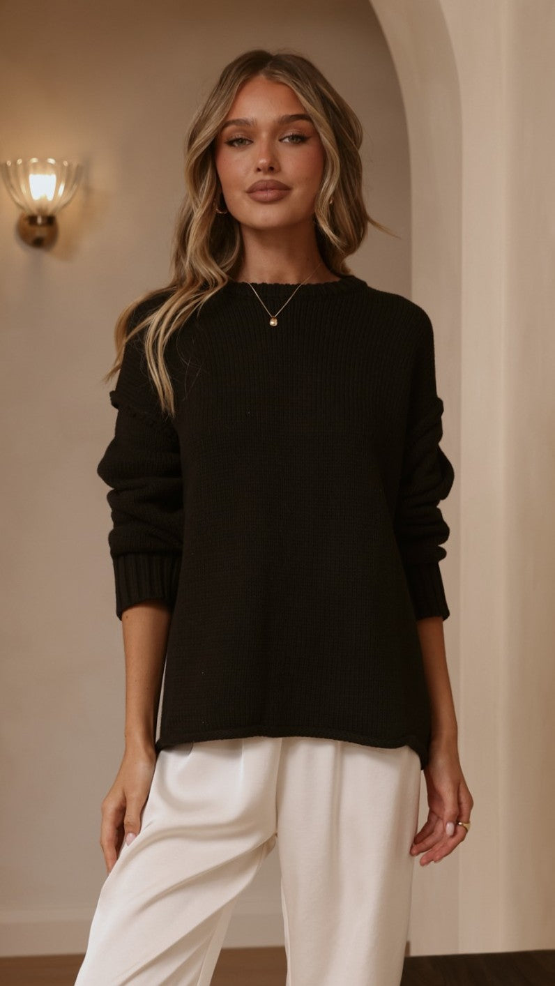 Hayden Knit Jumper - Black - Billy J