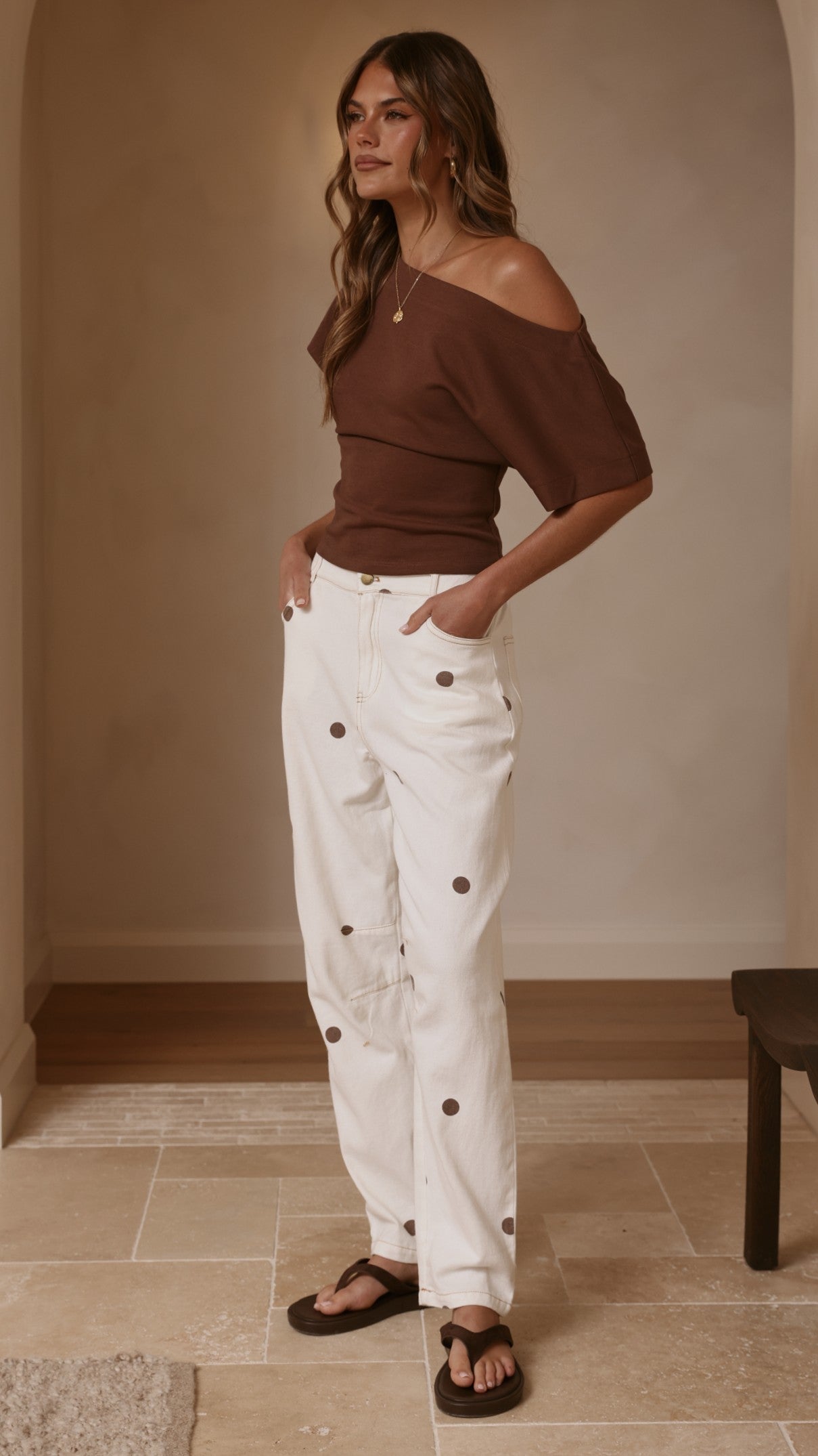 Cleora Barrel Jeans - Cream Polka - Billy J
