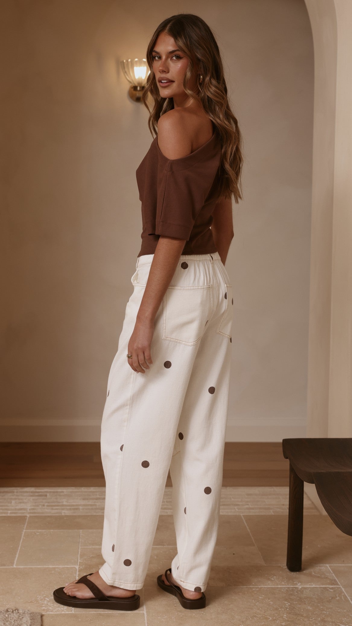 Cleora Barrel Jeans - Cream Polka - Billy J
