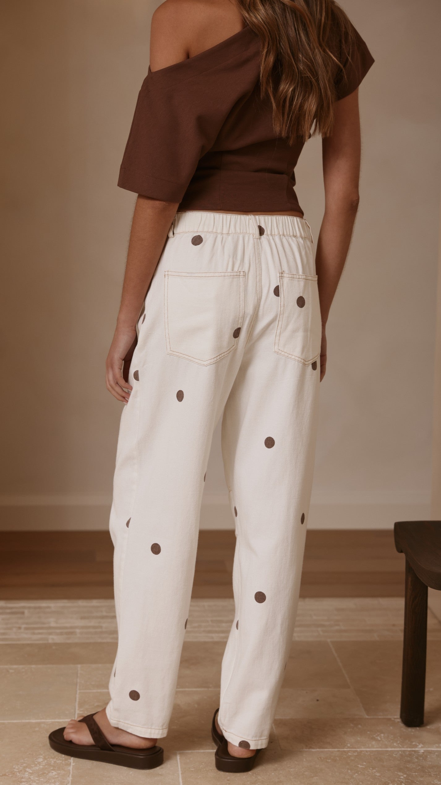 Cleora Barrel Jeans - Cream Polka - Billy J