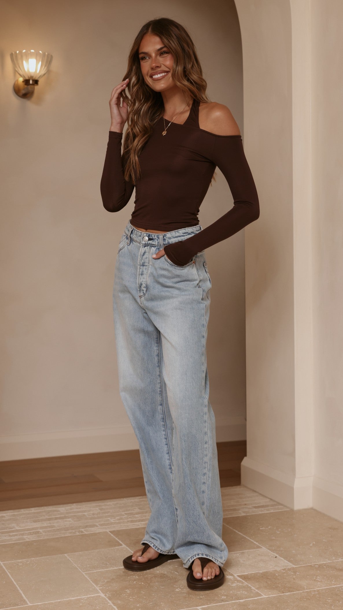 Romy Long Sleeve Top - Chocolate - Billy J