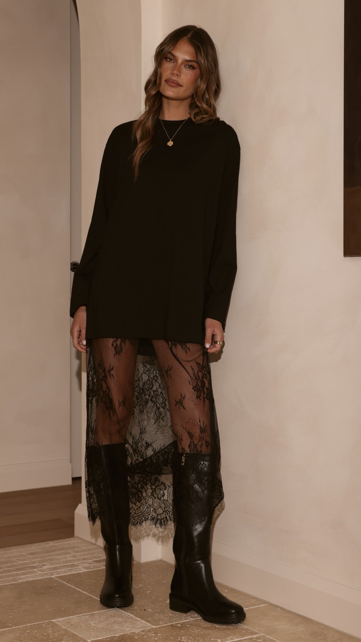Kailey Lace Maxi Dress - Black - Billy J