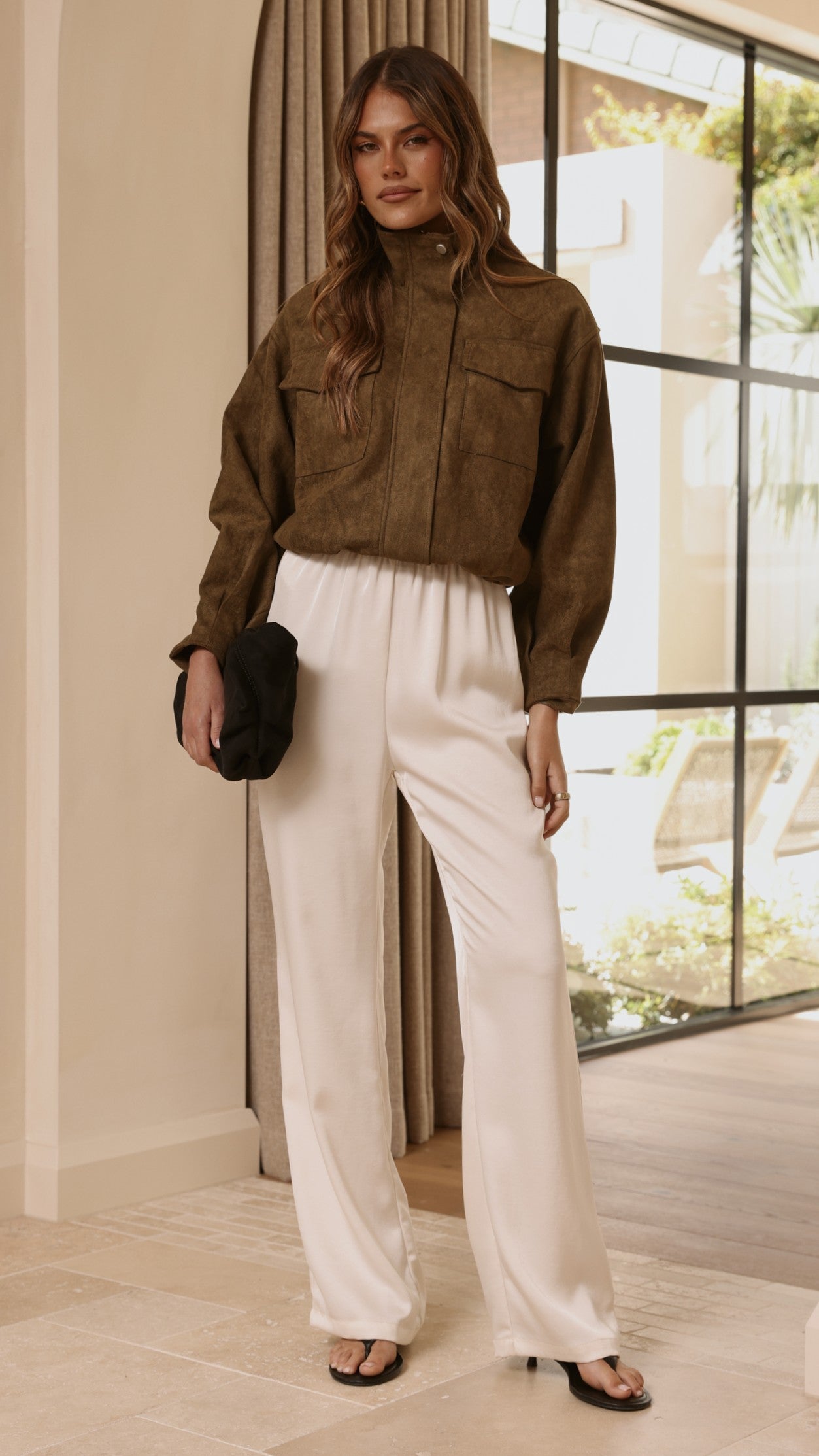 Josh Funnel Neck Jacket - Khaki - Billy J