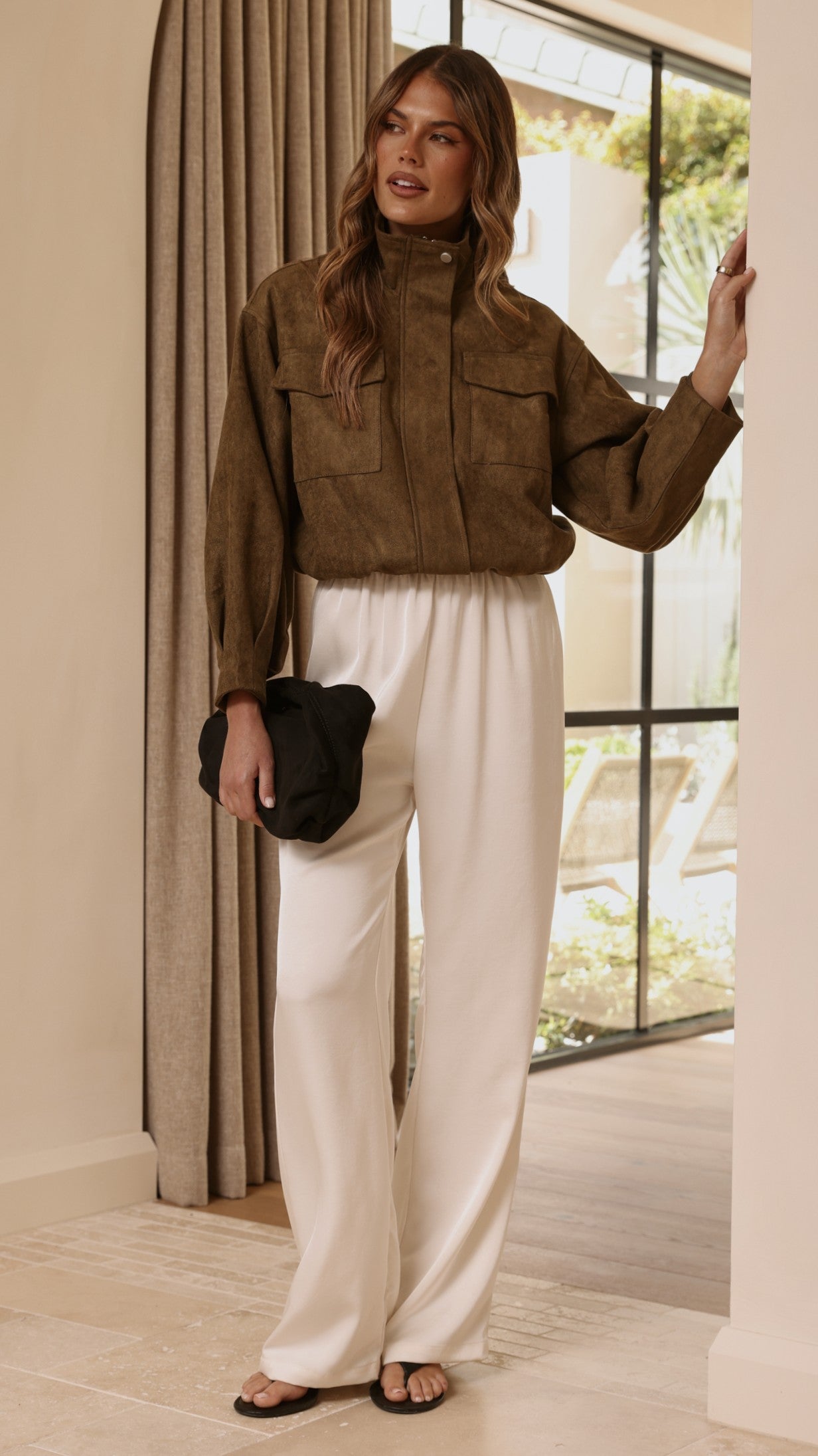 Josh Funnel Neck Jacket - Khaki - Billy J