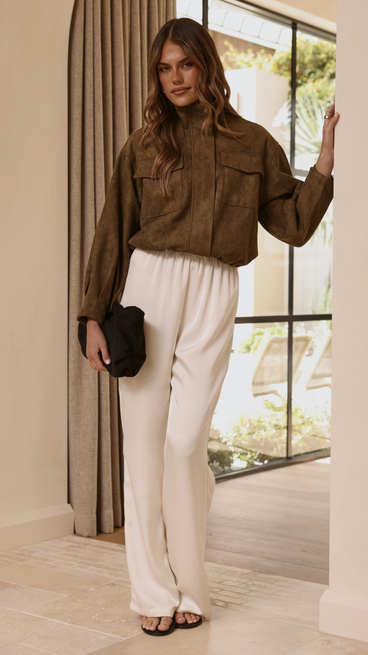 Josh Funnel Neck Jacket - Khaki - Billy J
