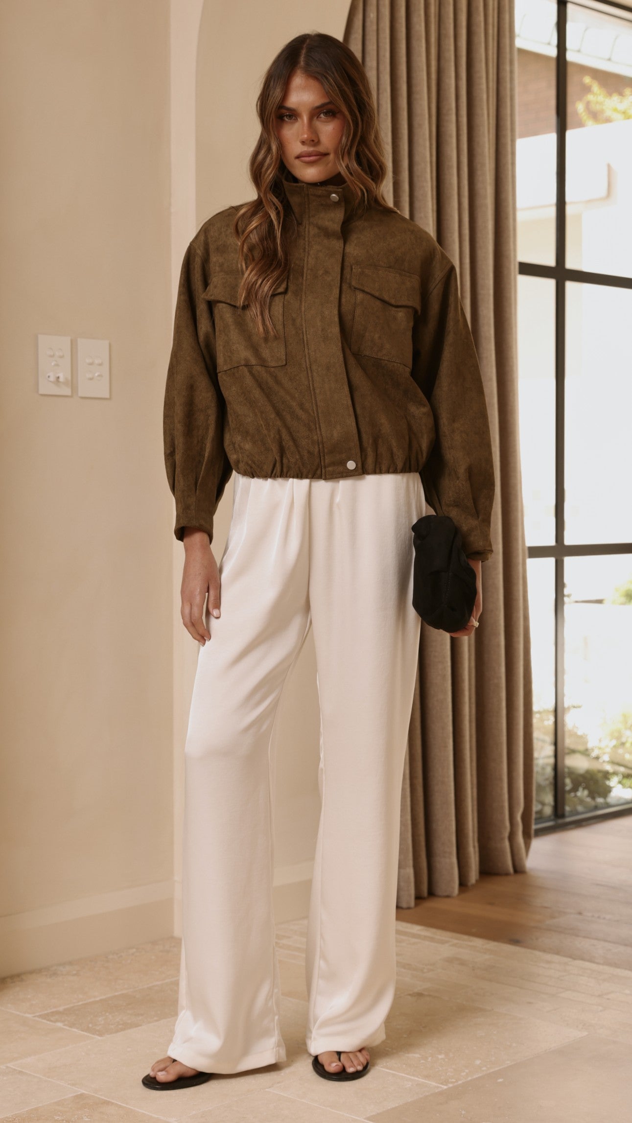 Josh Funnel Neck Jacket - Khaki - Billy J