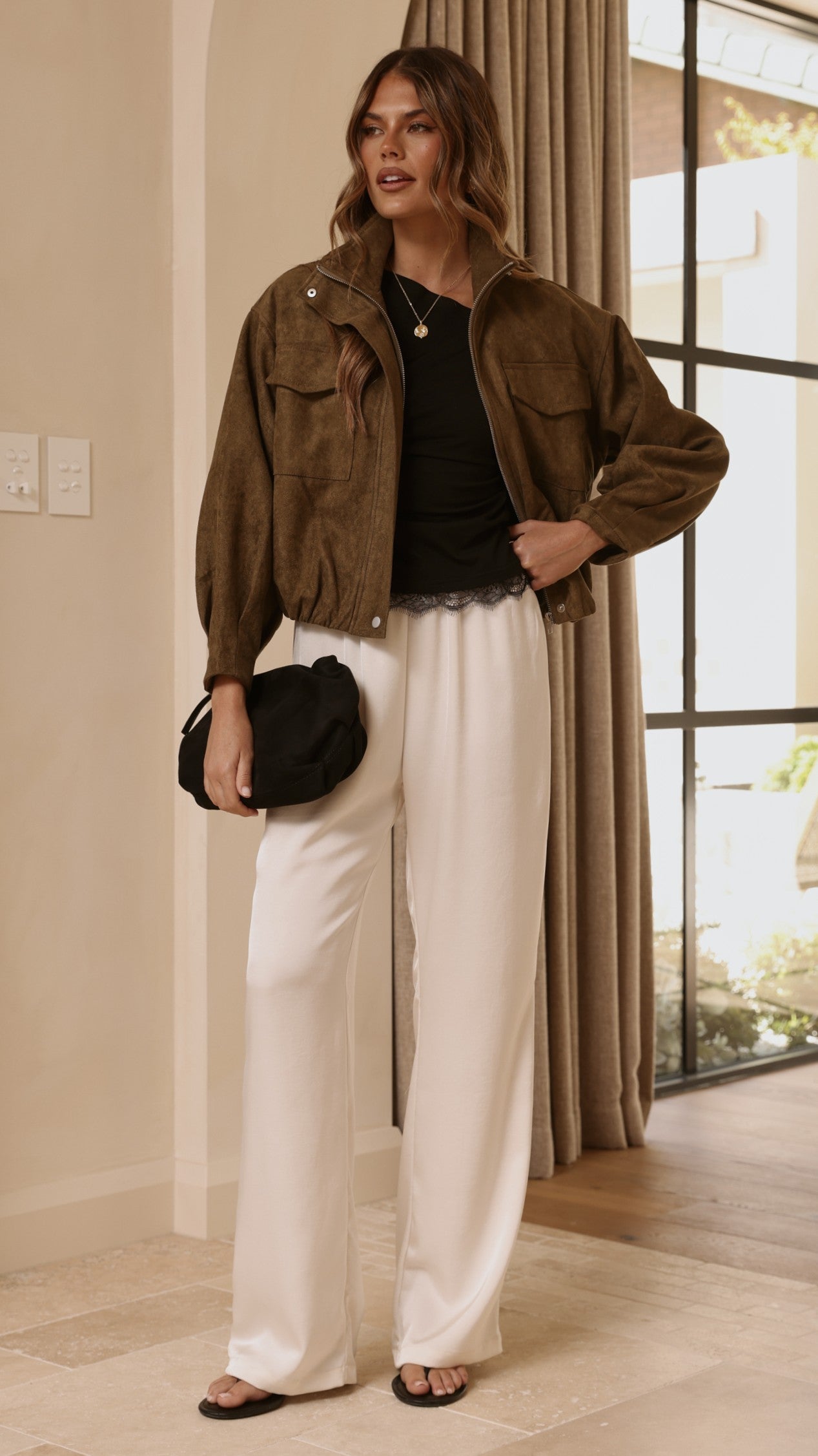Josh Funnel Neck Jacket - Khaki - Billy J