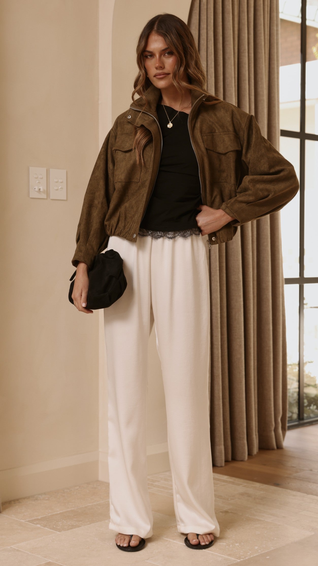 Josh Funnel Neck Jacket - Khaki - Billy J