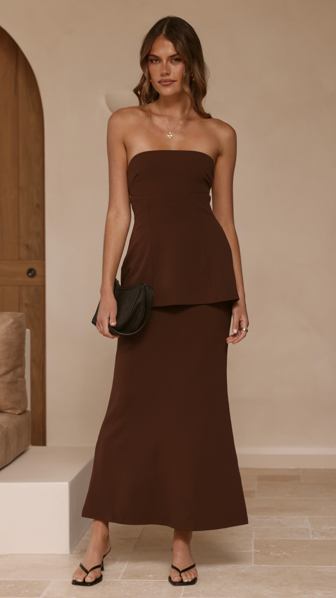 Aaliyah Maxi Dress - Chocolate - Billy J