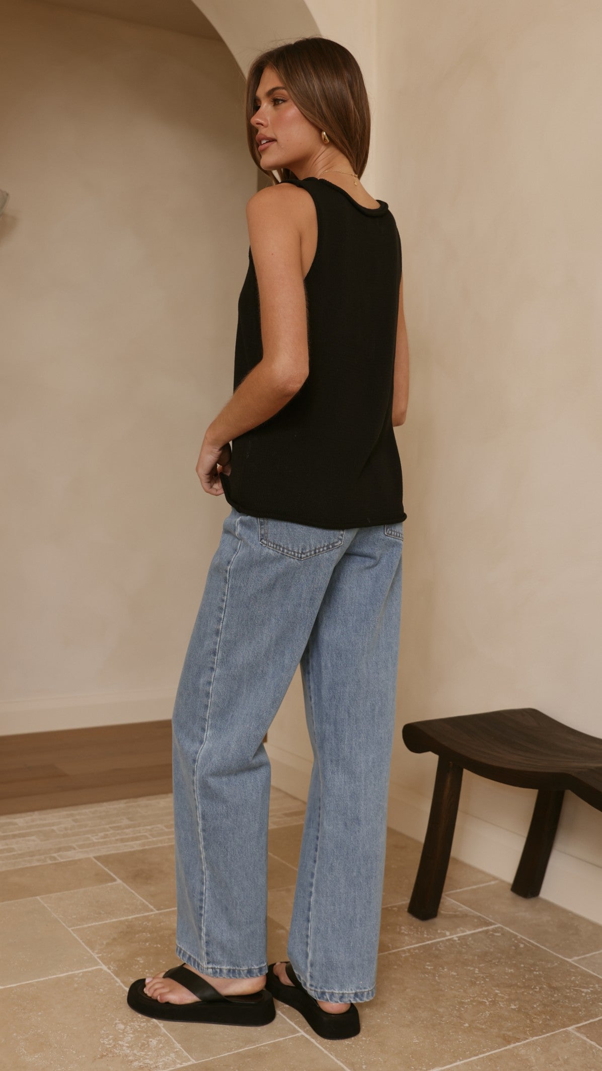 Annie Scoop Neck Tank - Black - Billy J