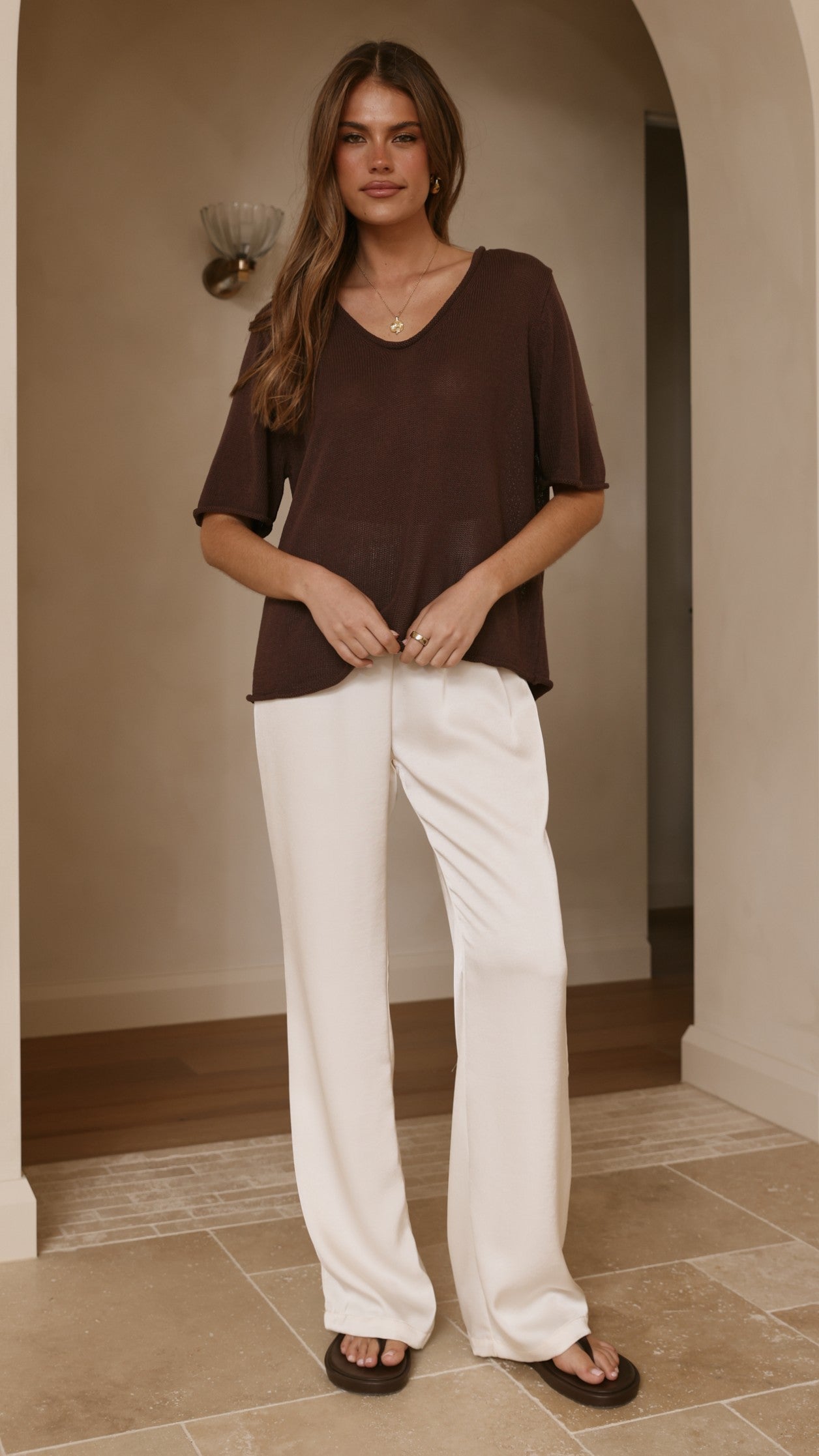 Spring Scoop Neck Tee - Chocolate - Billy J