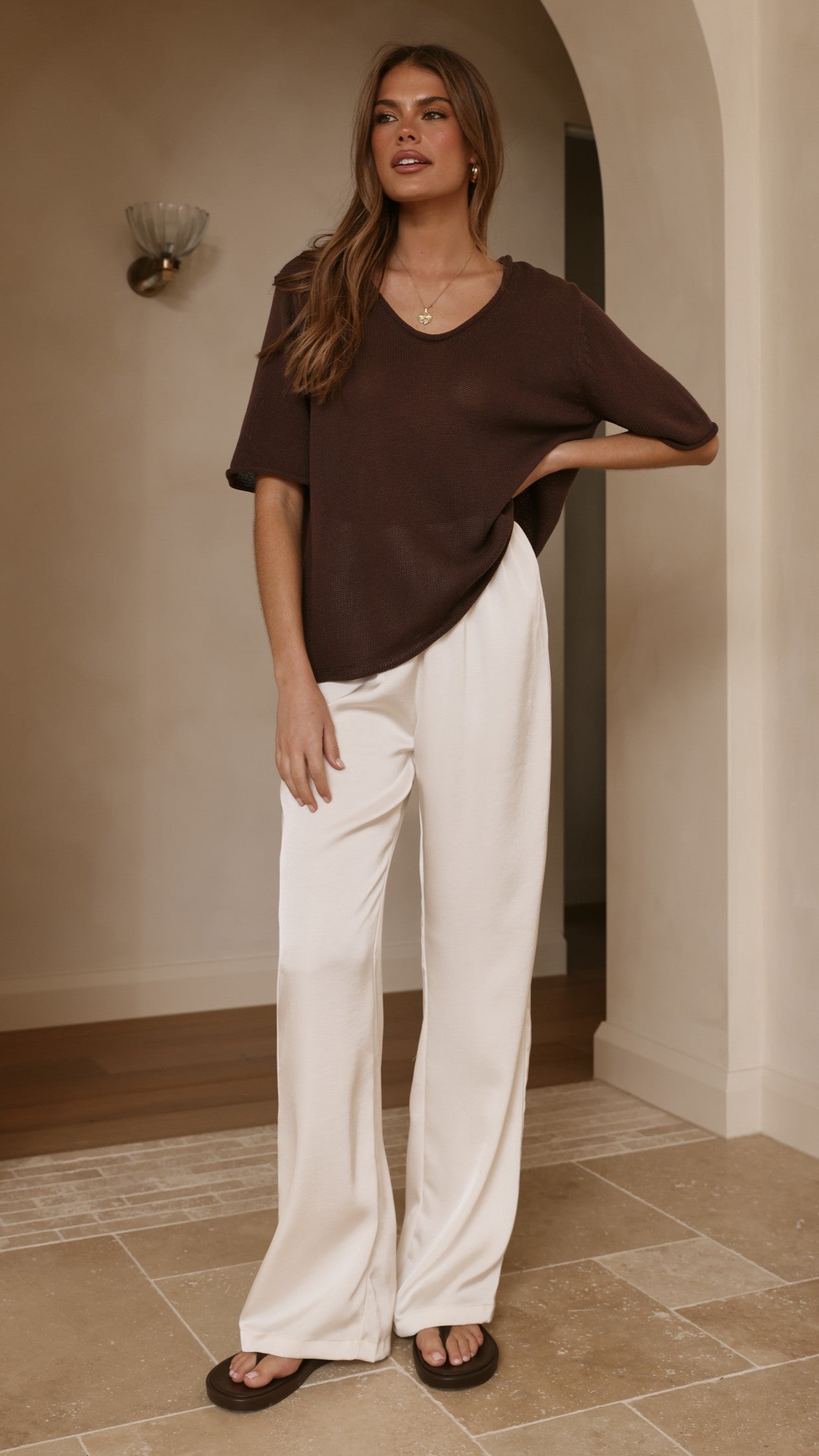 Spring Scoop Neck Tee - Chocolate - Billy J