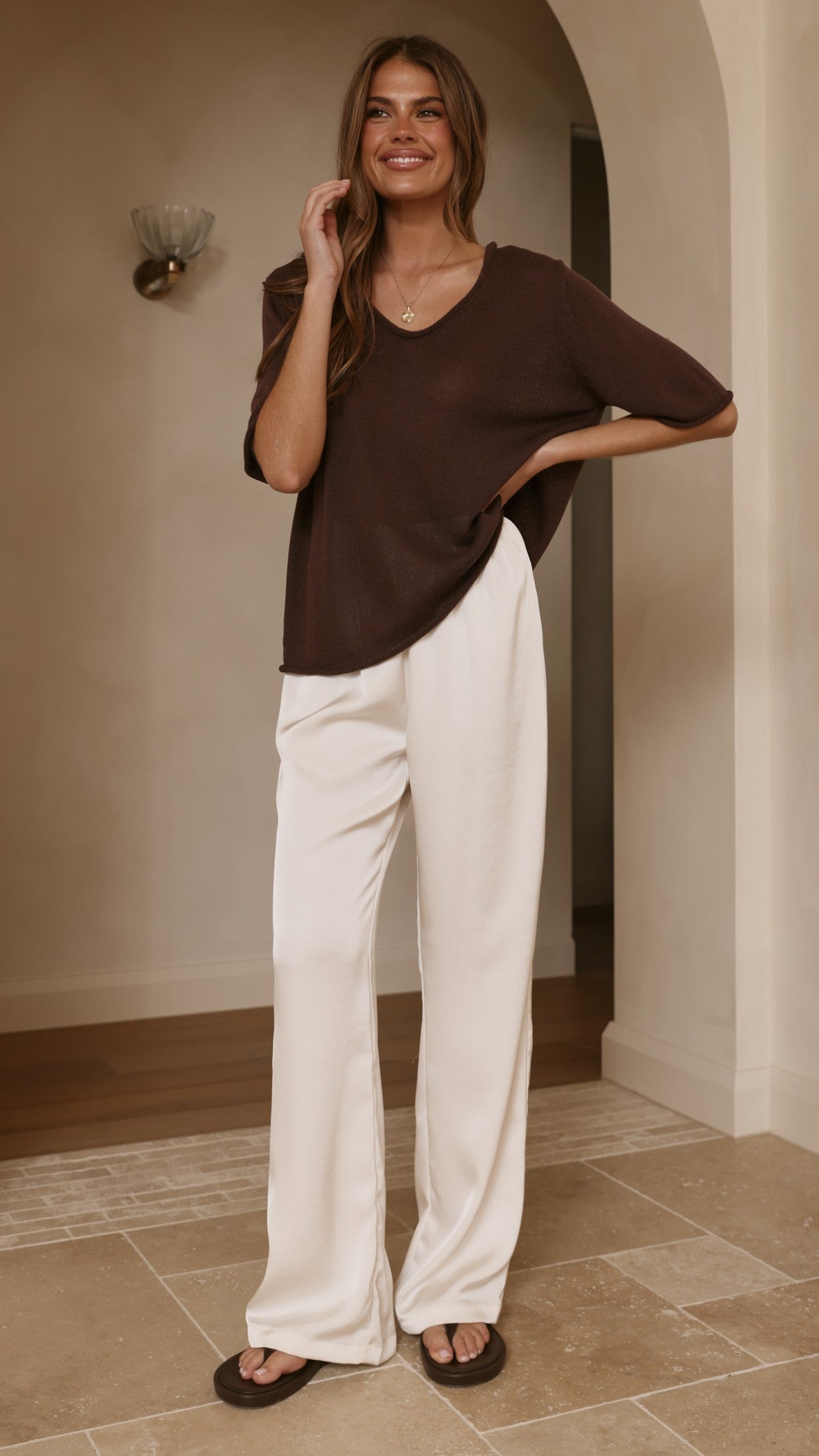 Spring Scoop Neck Tee - Chocolate - Billy J