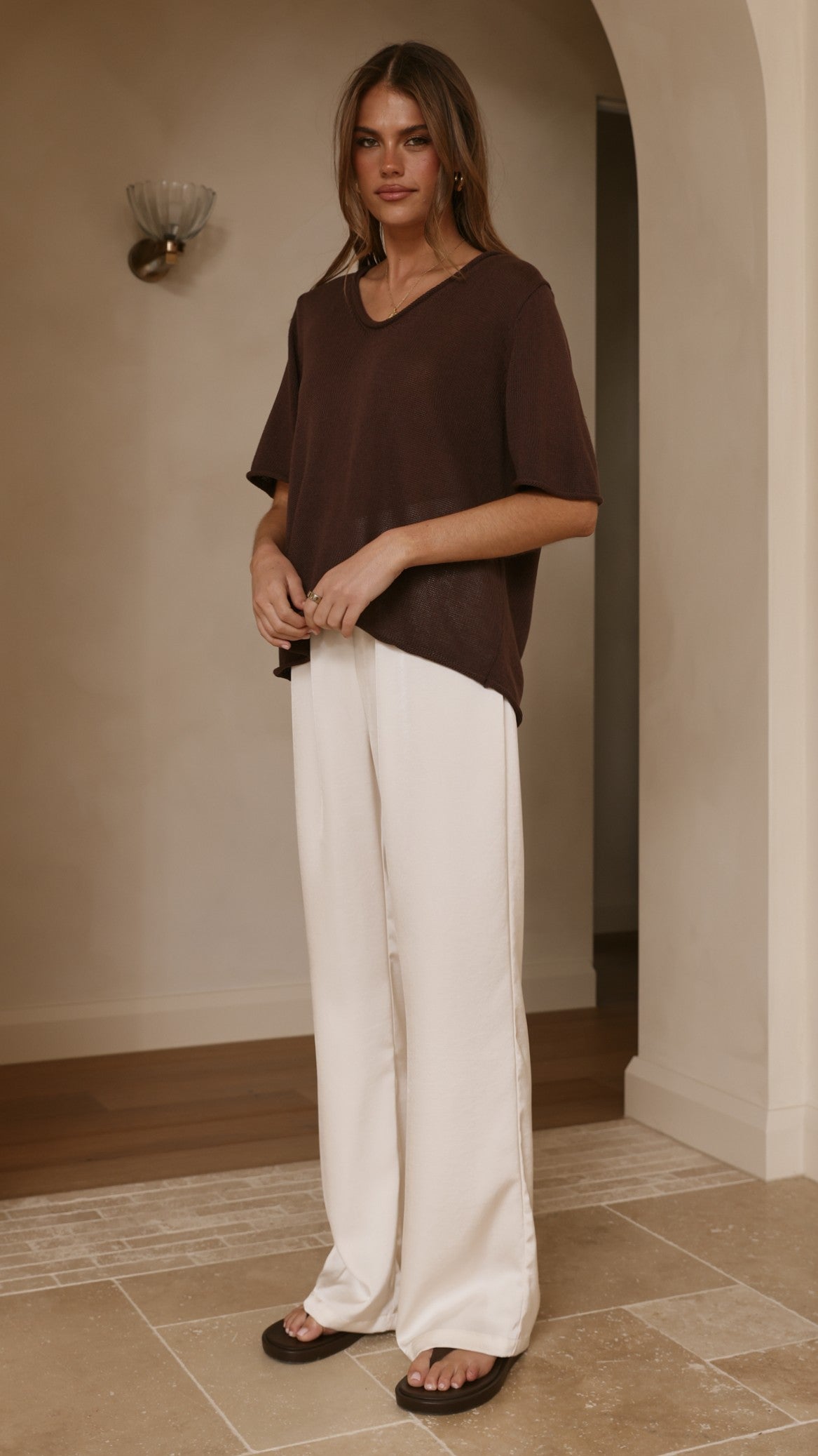 Spring Scoop Neck Tee - Chocolate - Billy J