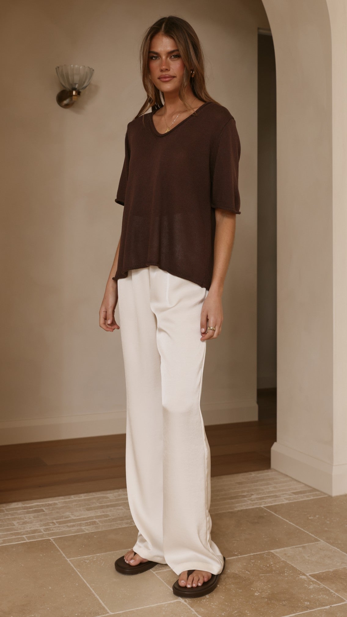Spring Scoop Neck Tee - Chocolate - Billy J
