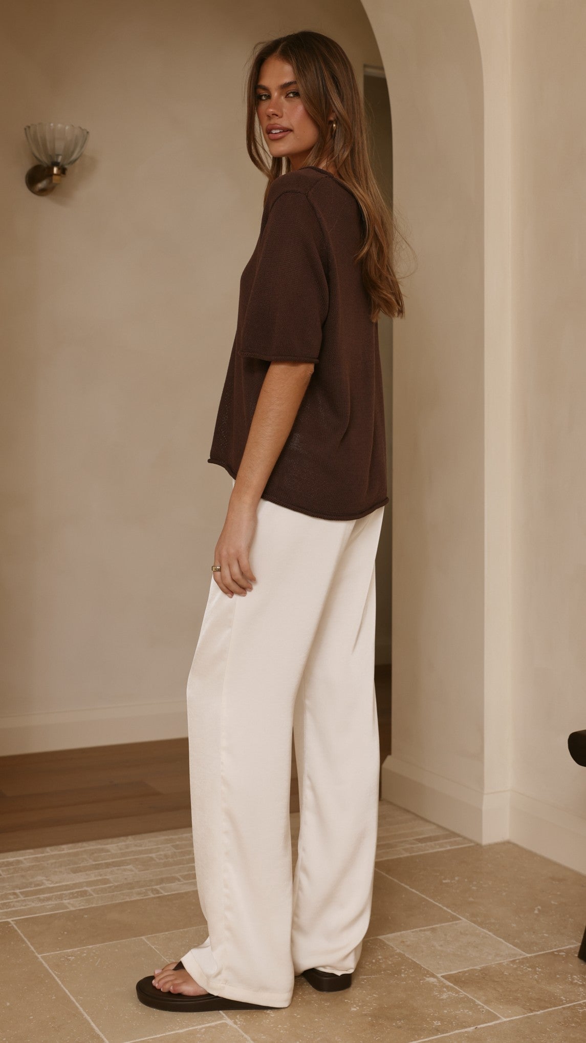 Spring Scoop Neck Tee - Chocolate - Billy J