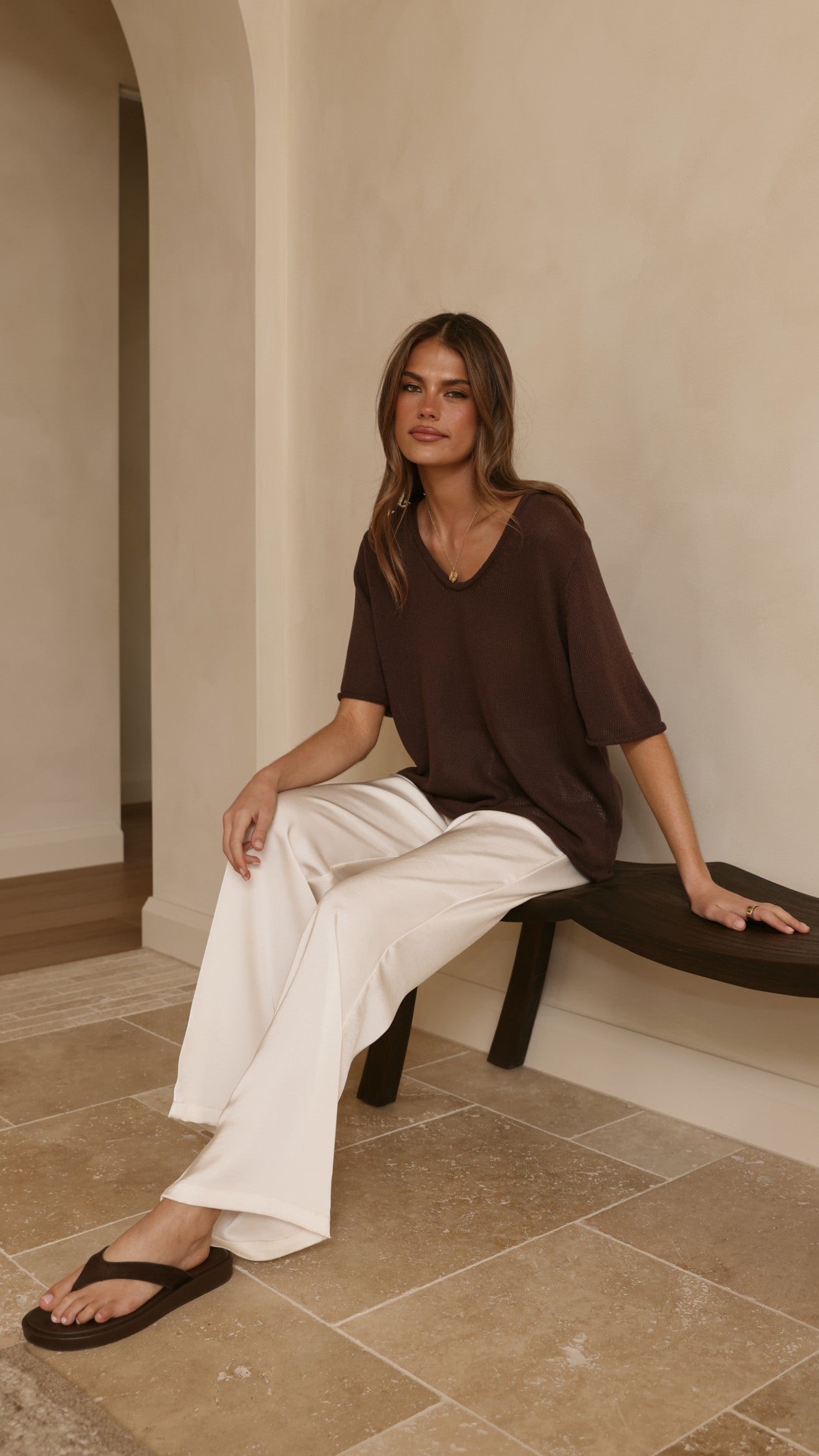 Spring Scoop Neck Tee - Chocolate - Billy J
