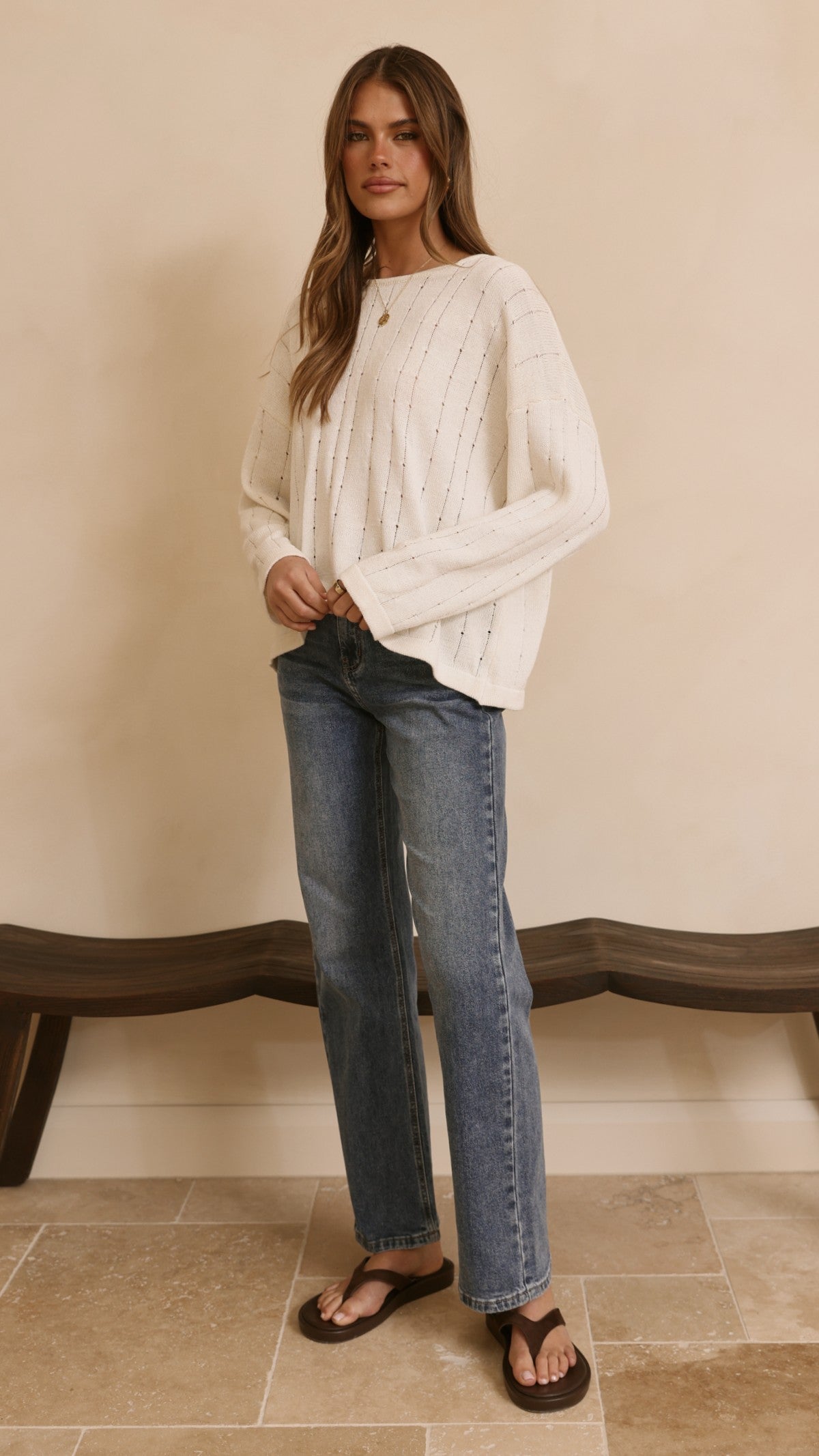 Mia Long Sleeve Top - Cream - Billy J