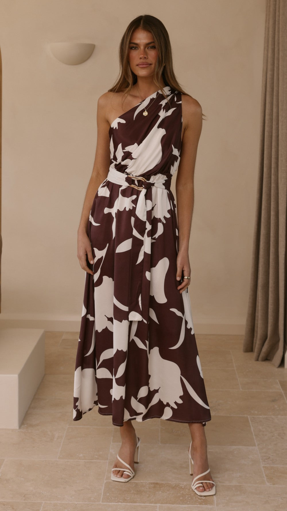 Hadas Maxi Dress - Chocolate/White Print - Billy J