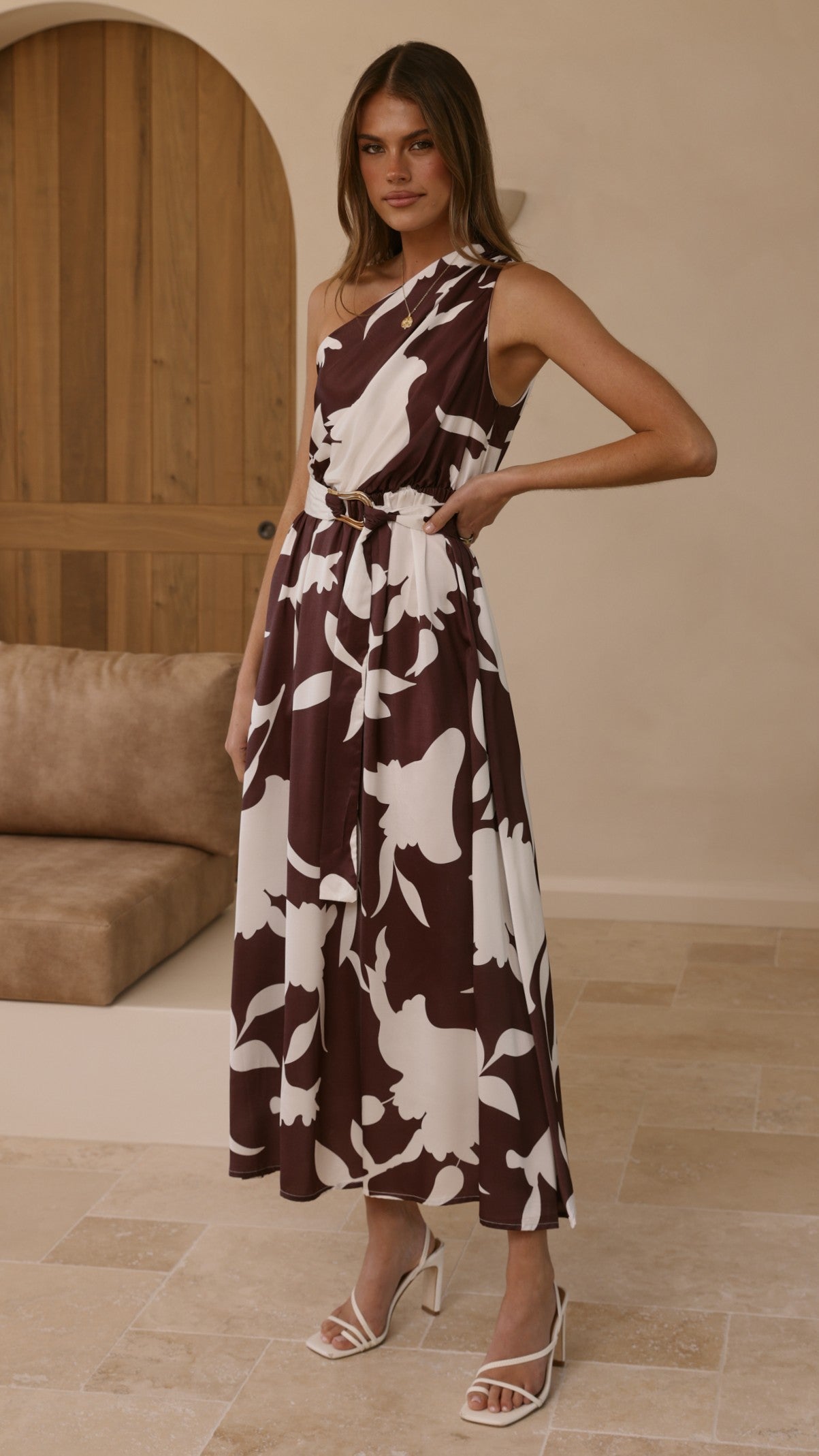 Hadas Maxi Dress - Chocolate/White Print - Billy J