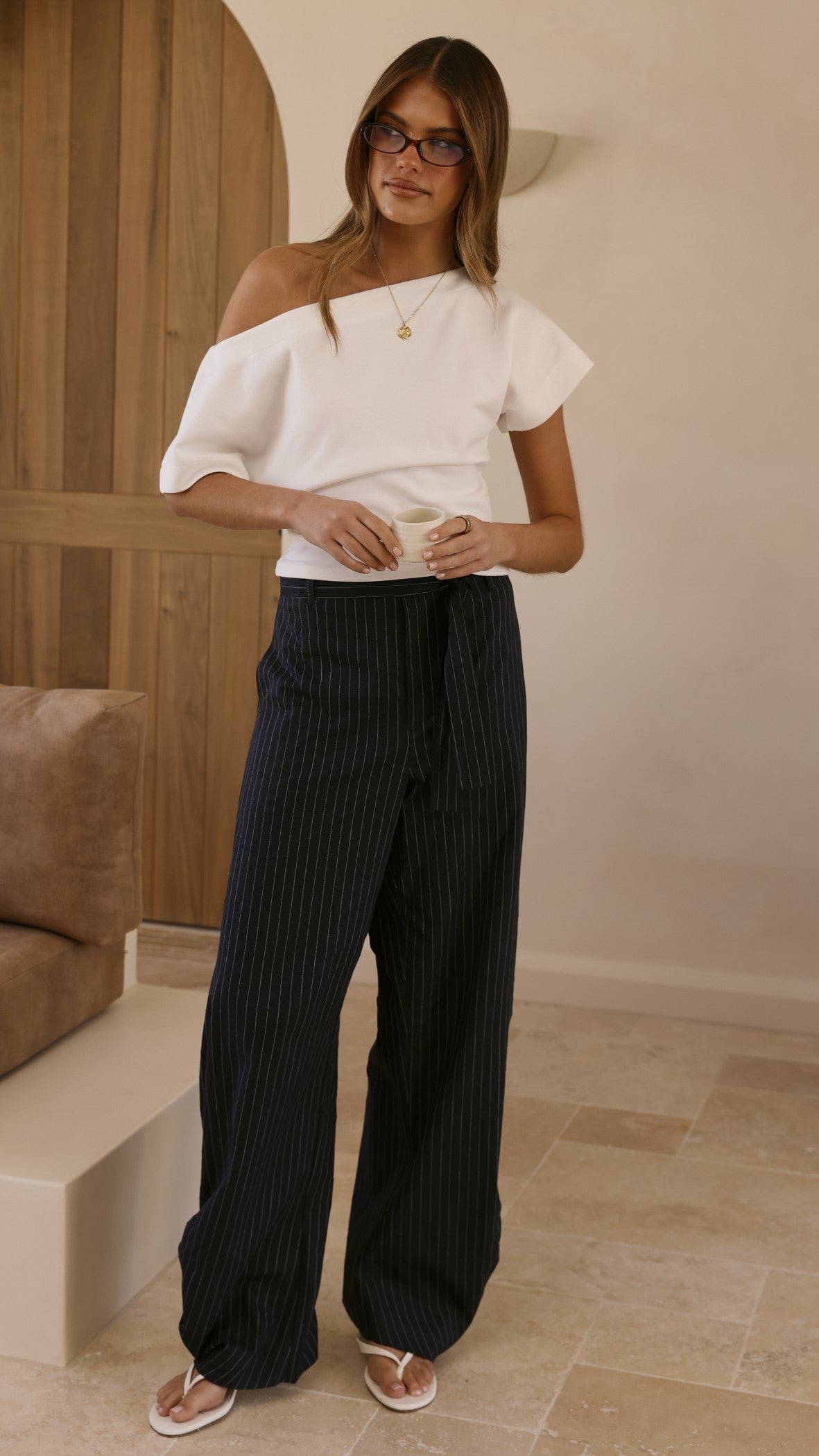 Audrey Pinstripe Tapered Pant - Navy - Billy J