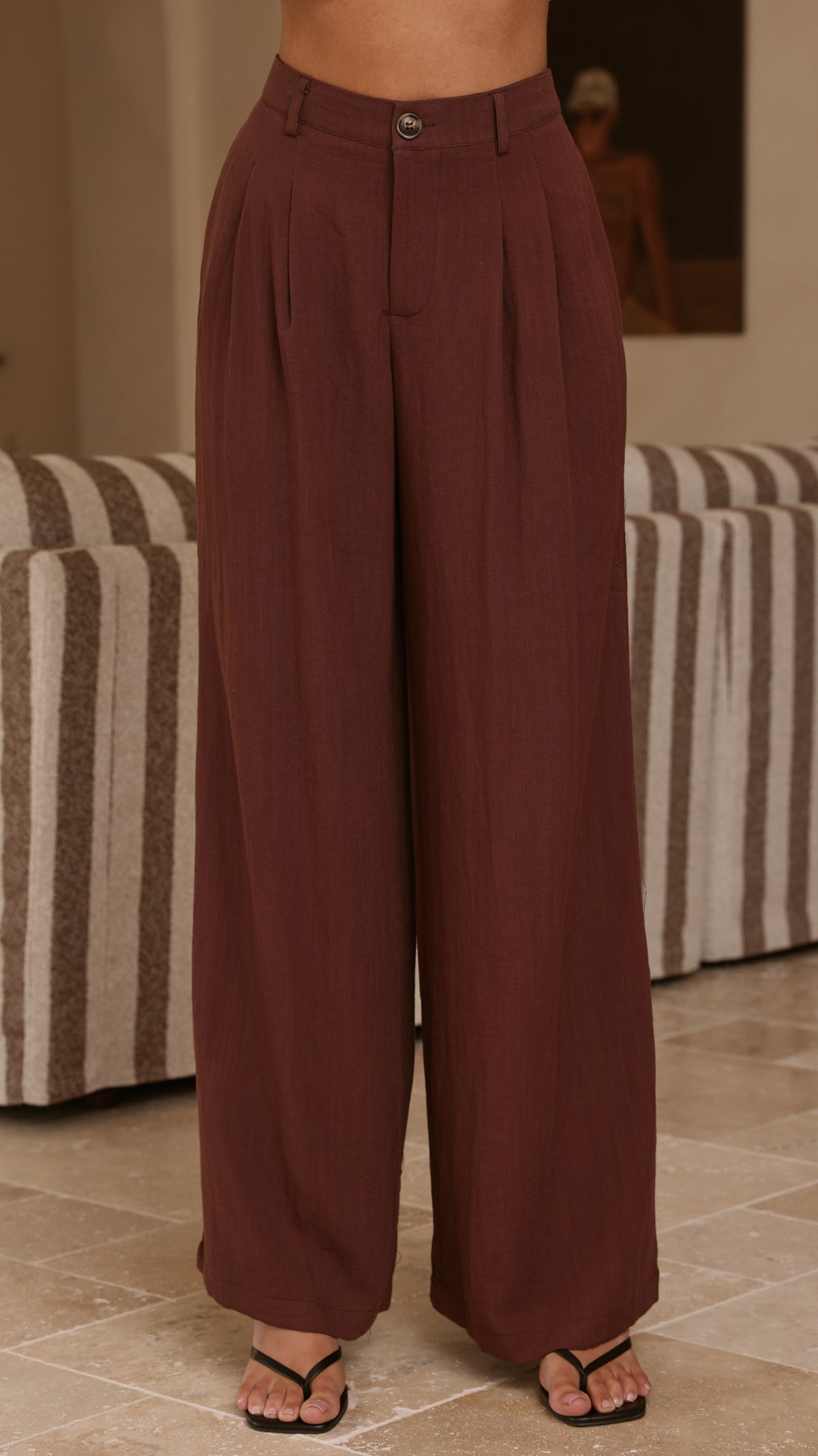 Leela One Shoulder Top and Pants Set - Brown - Billy J