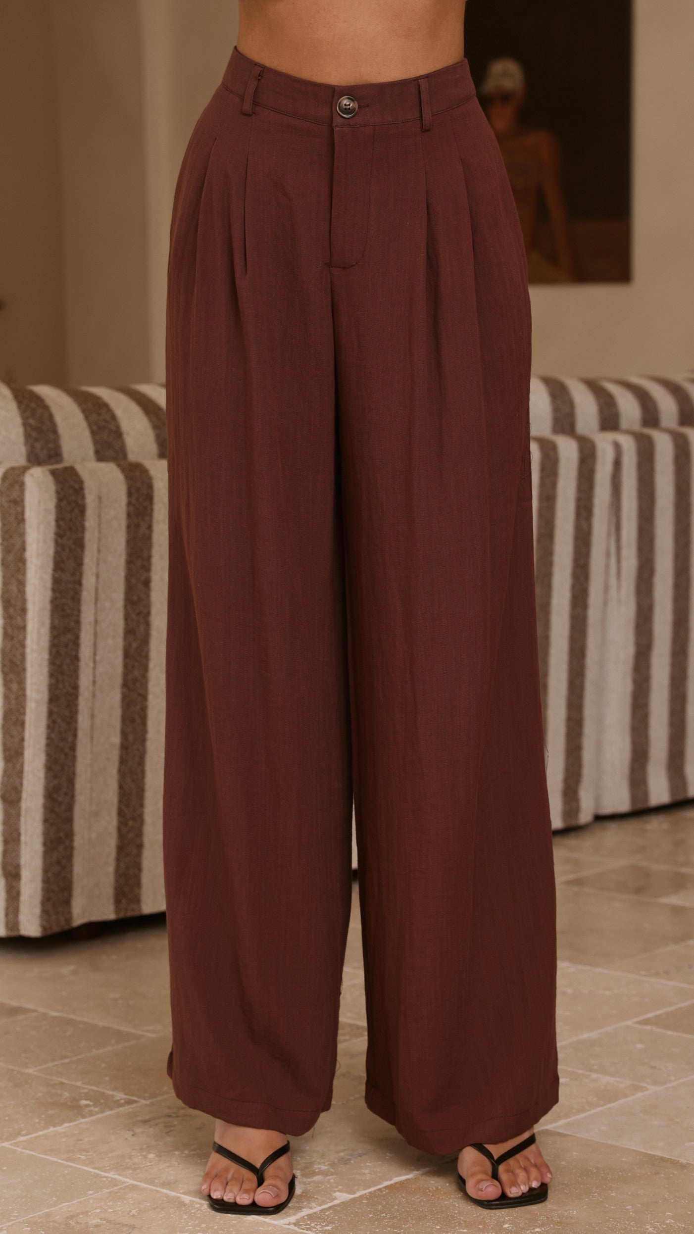 Leela One Shoulder Top and Pants Set - Brown - Billy J