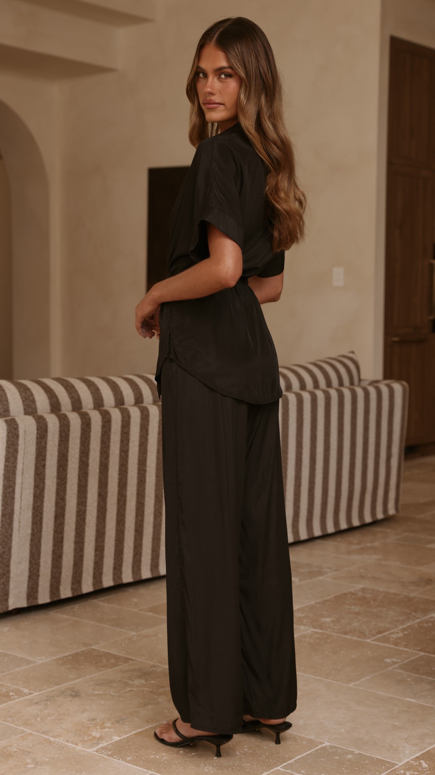 Velice Tie Top and Pants Set - Black - Billy J