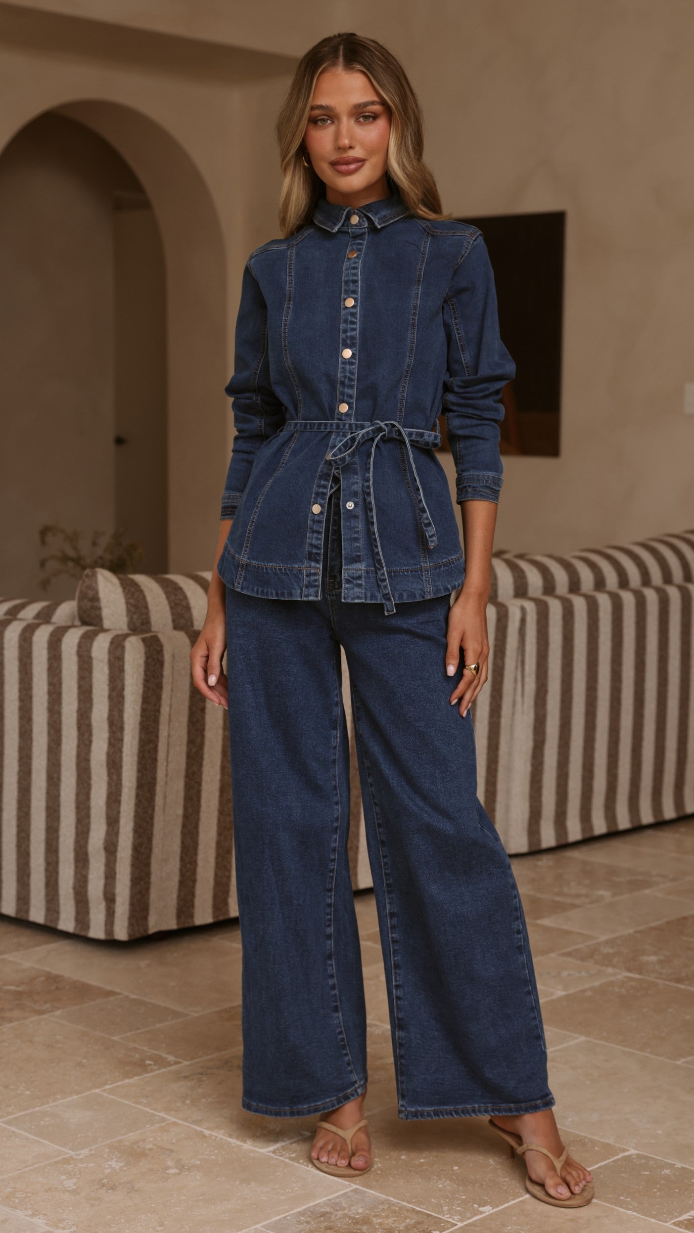 Nyra Wide Leg Jeans - Dark Denim - Billy J