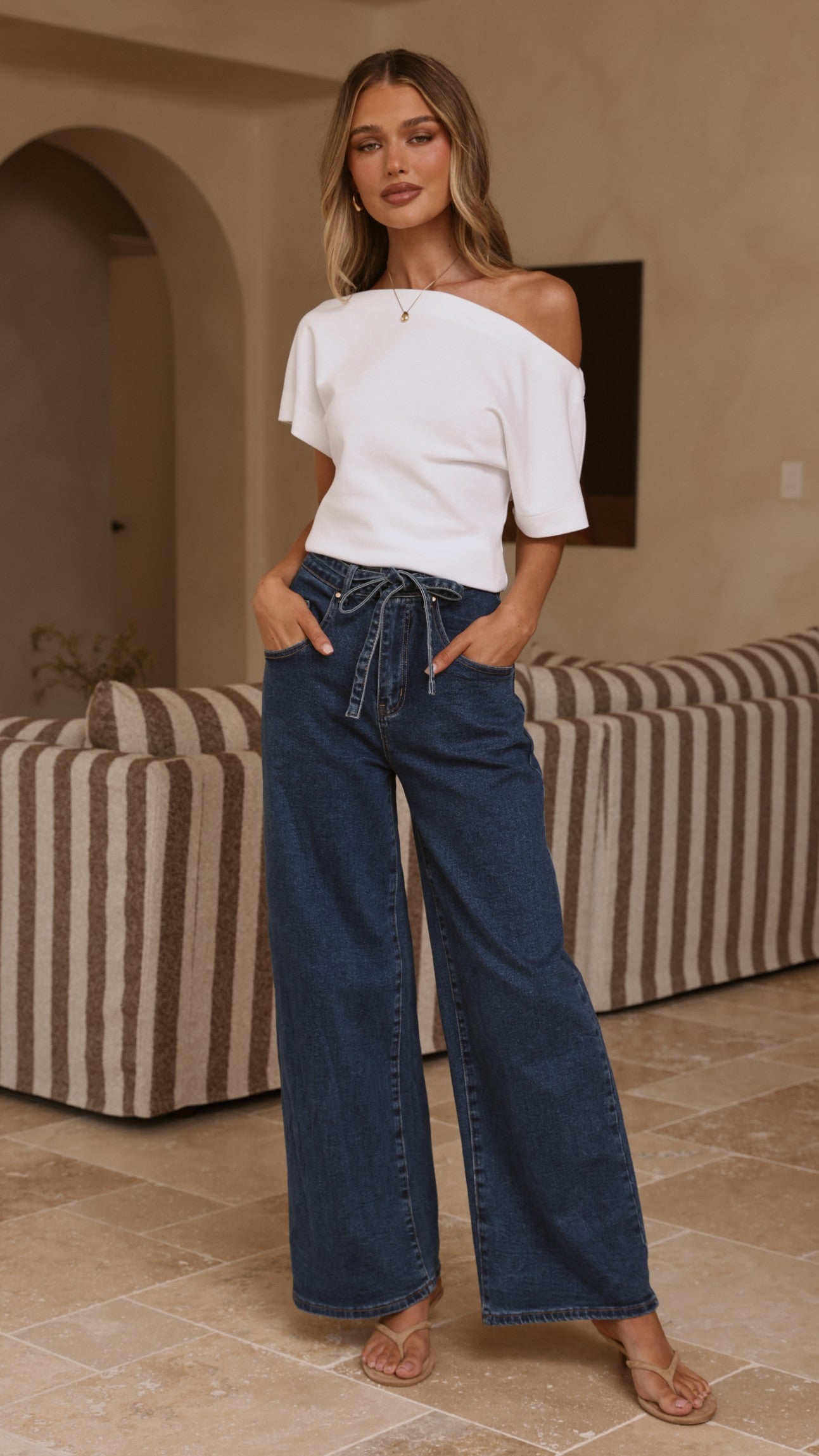 Nyra Wide Leg Jeans - Dark Denim - Billy J