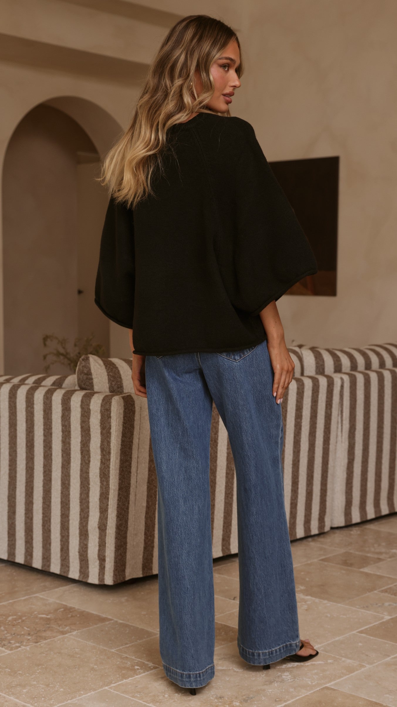 Paisley V Neck Knit - Black - Billy J