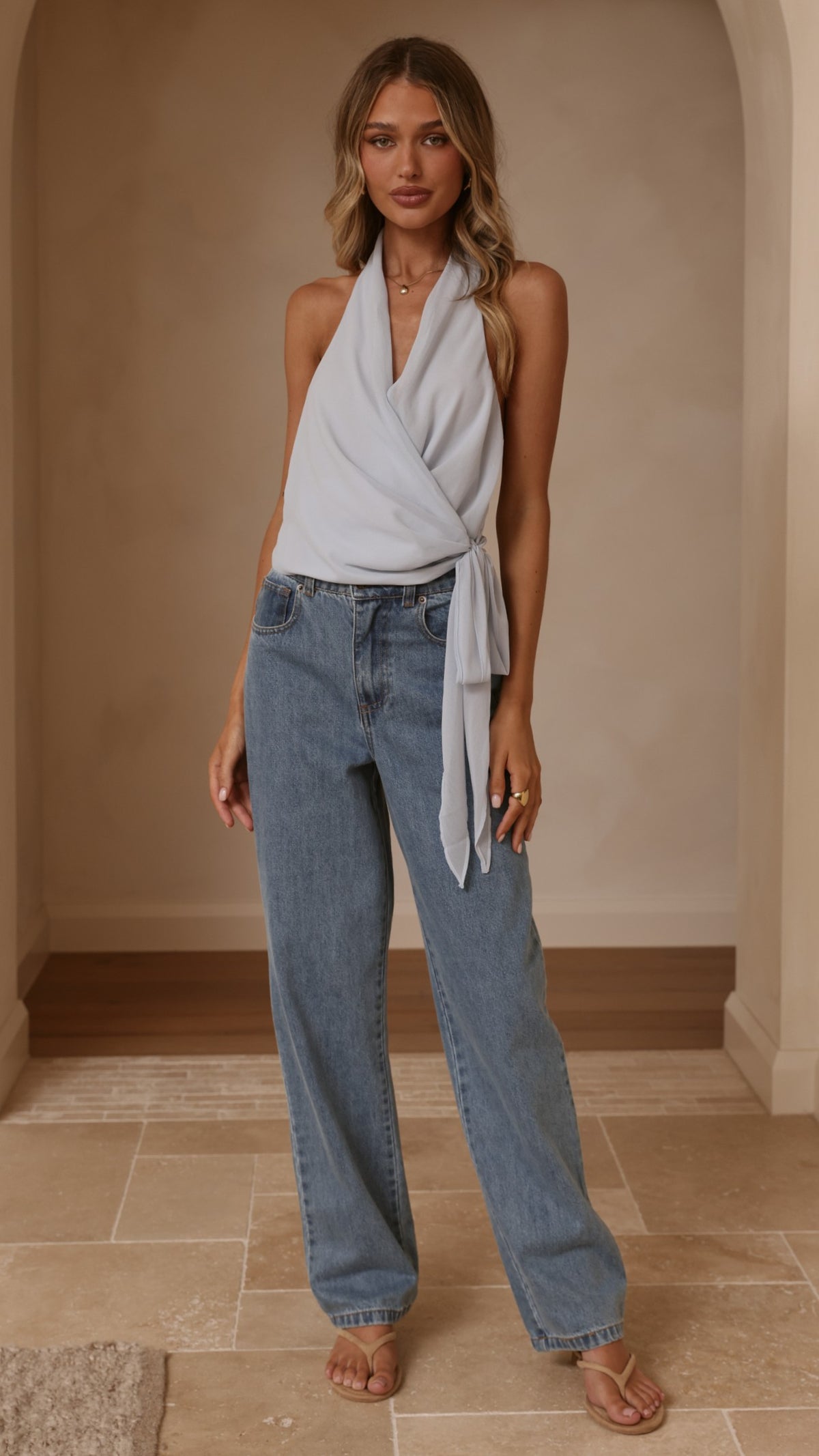Belle Halter Neck Top - Blue - Billy J