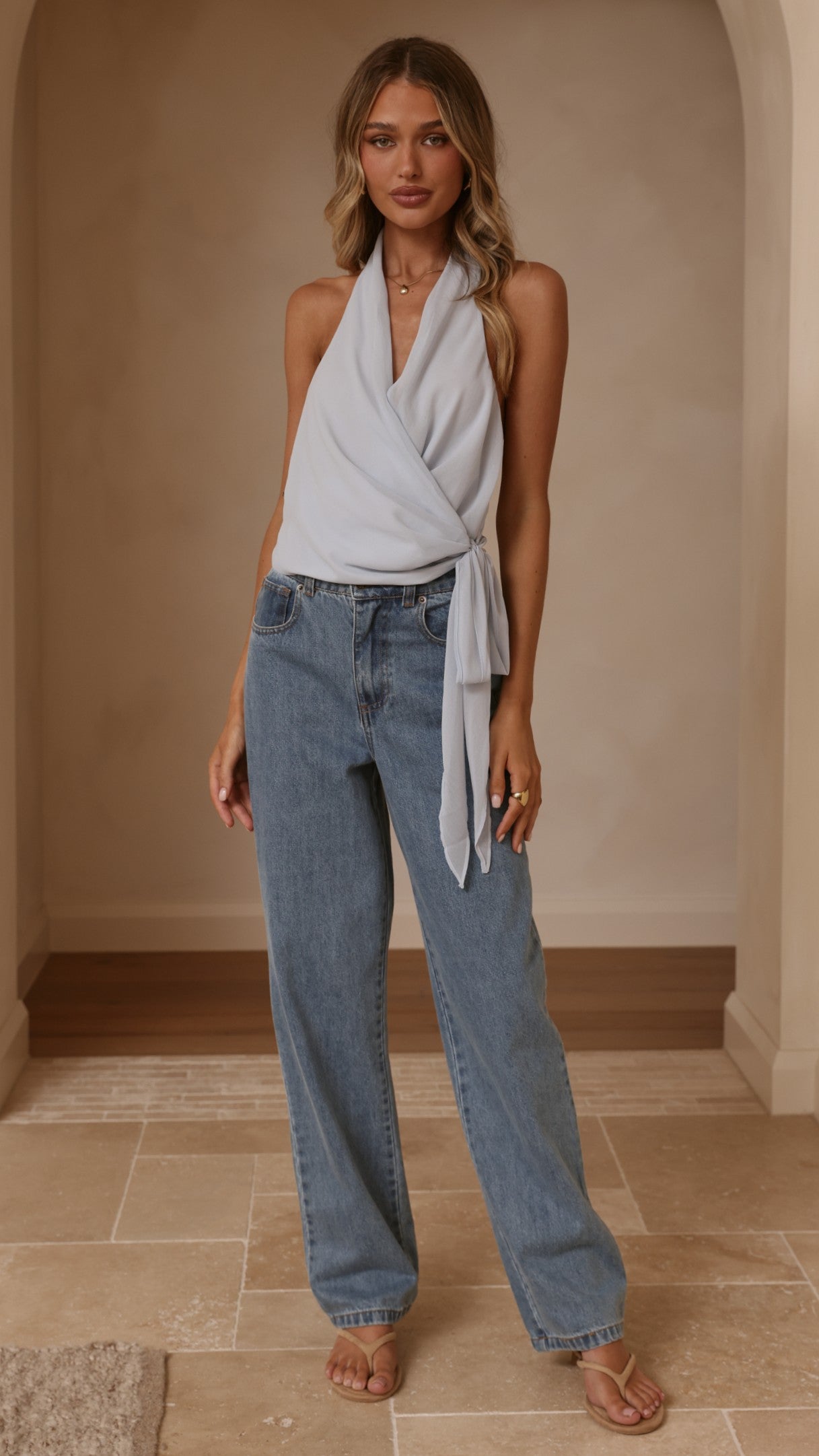 Belle Halter Neck Top - Blue - Billy J