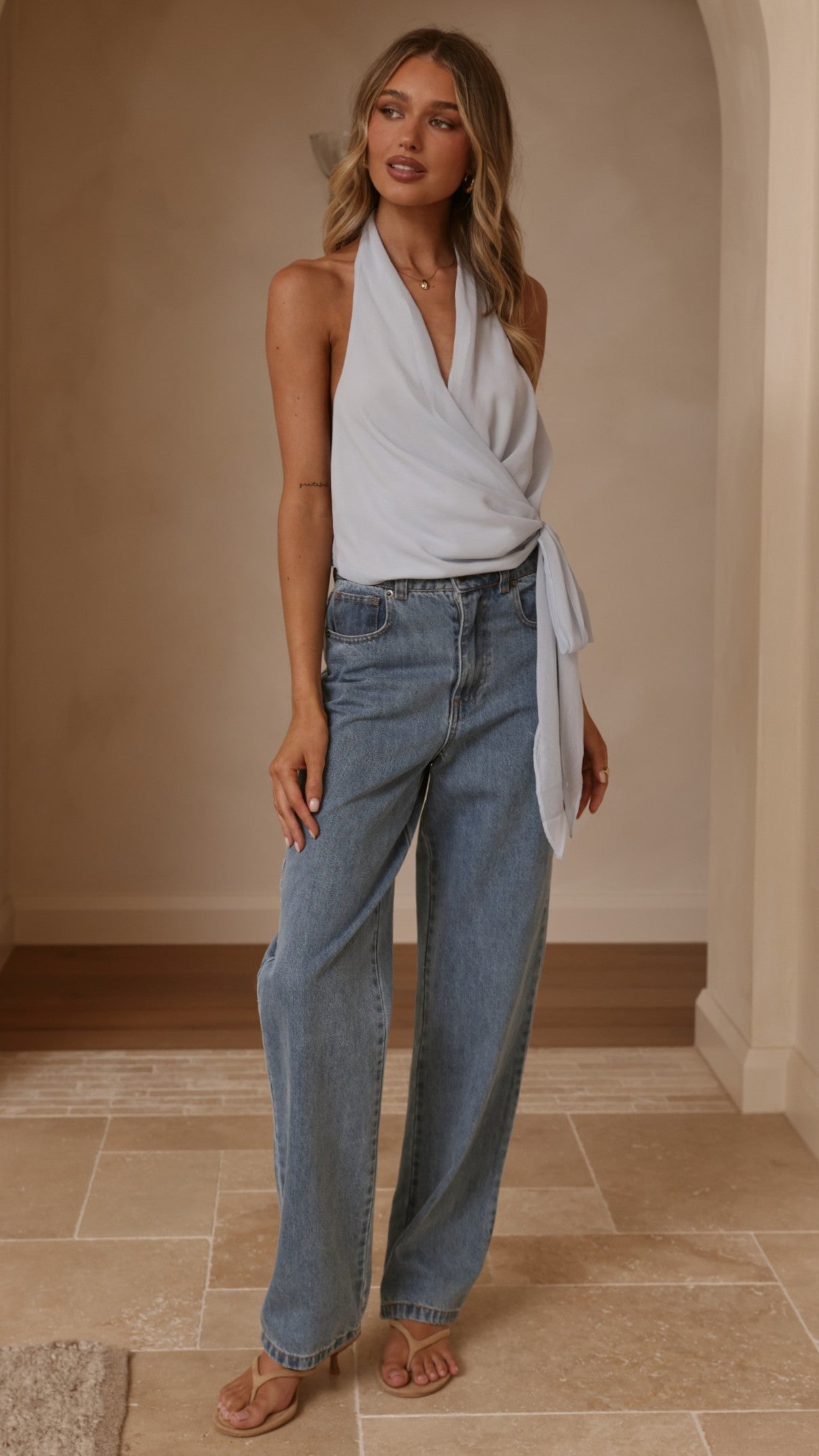Belle Halter Neck Top - Blue - Billy J