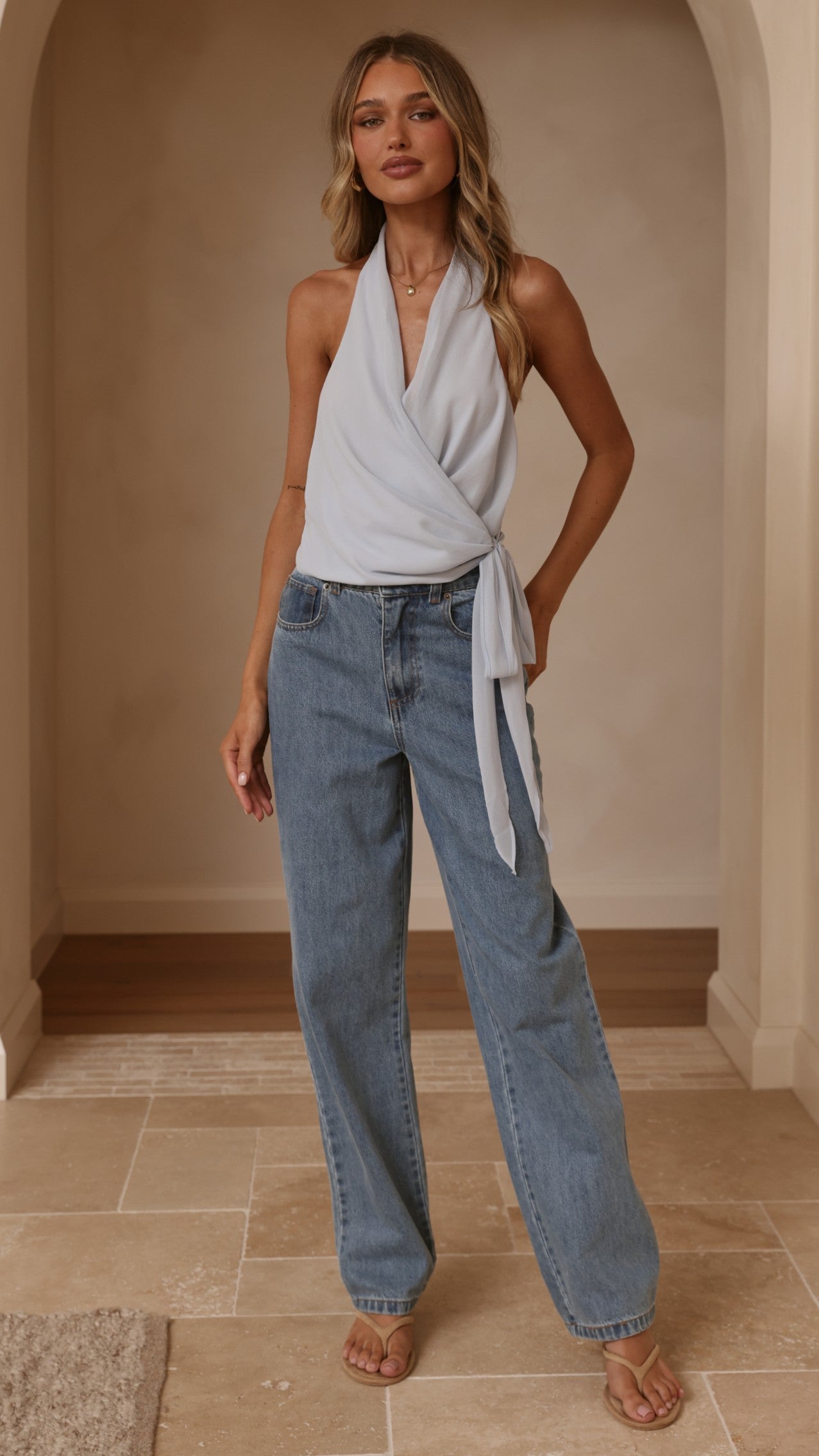 Belle Halter Neck Top - Blue - Billy J