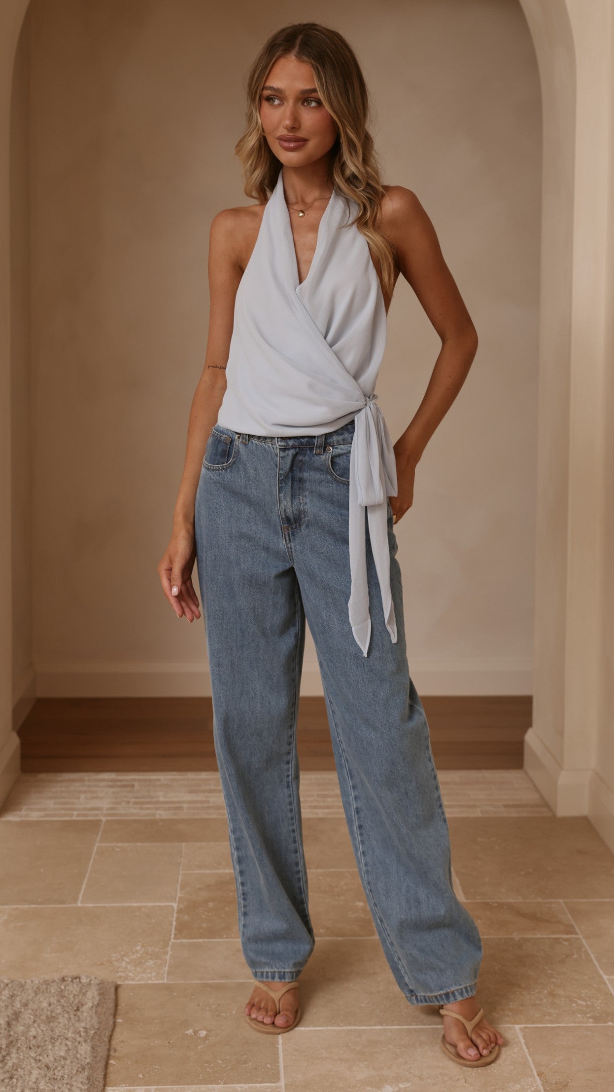 Belle Halter Neck Top - Blue - Billy J
