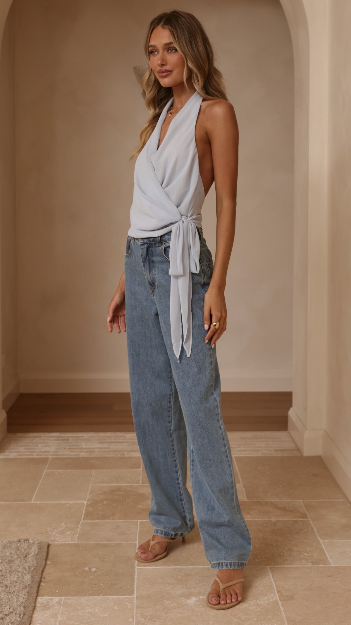 Belle Halter Neck Top - Blue - Billy J