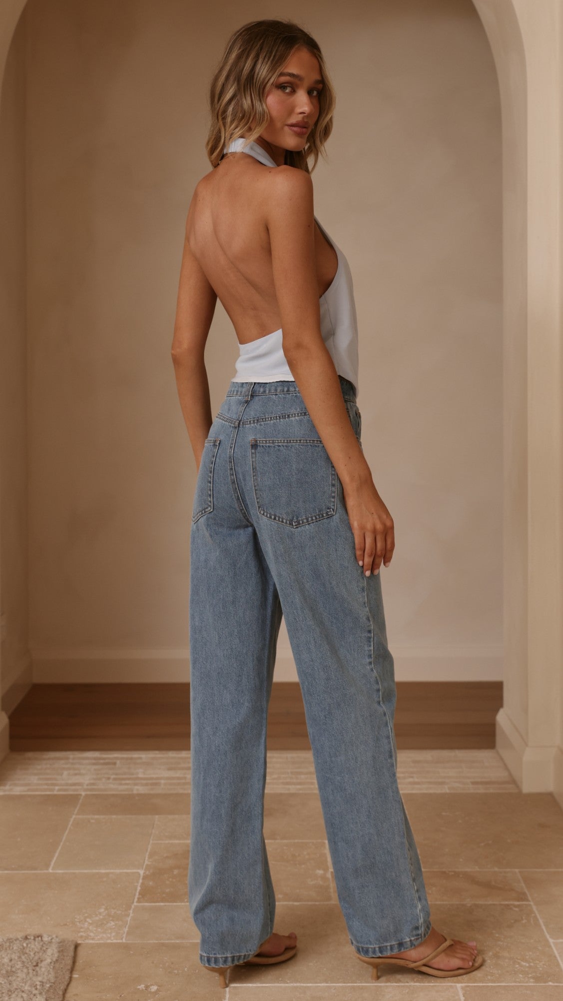 Belle Halter Neck Top - Blue - Billy J