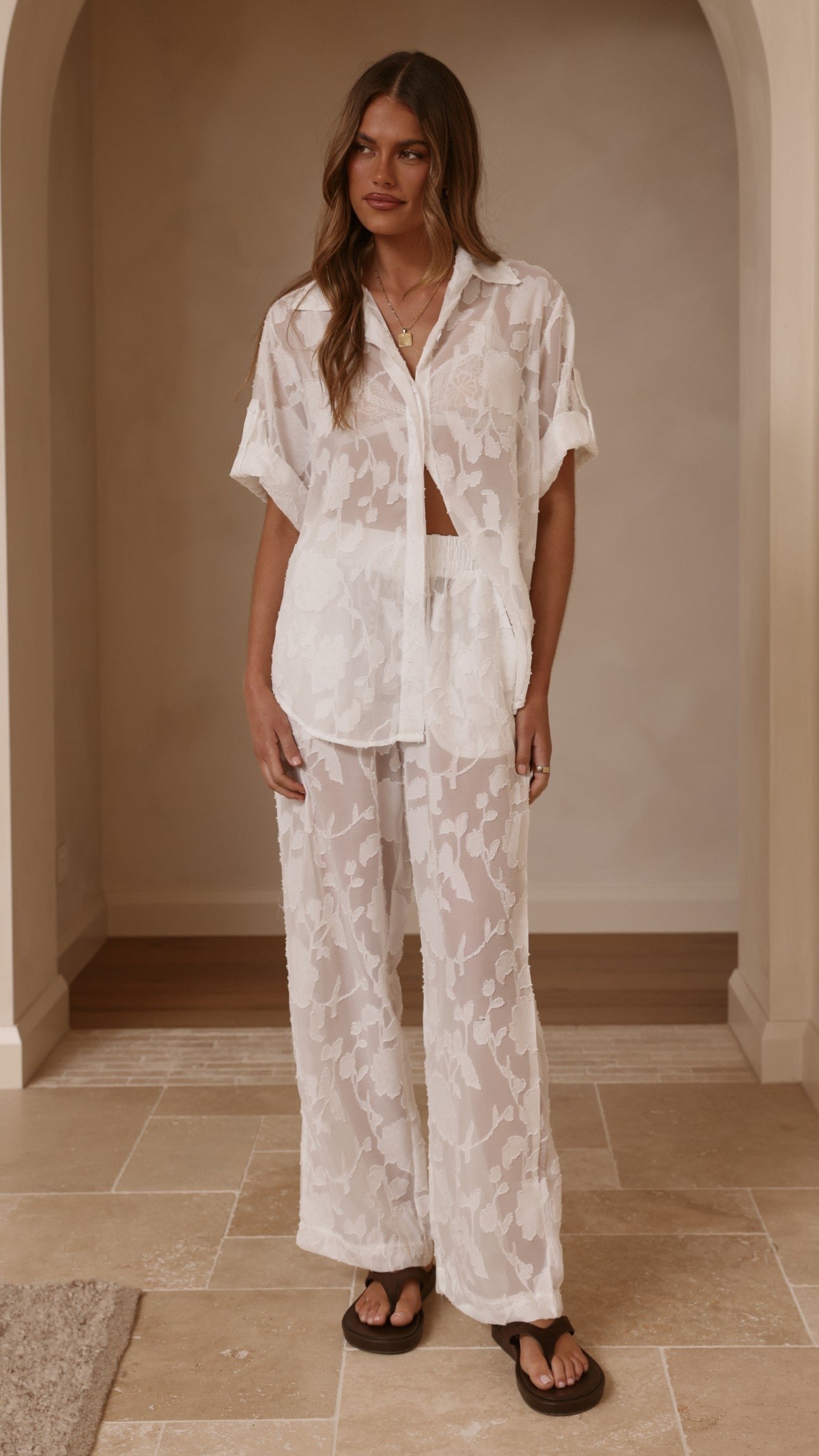 Mollie Lace Pants - White - Billy J