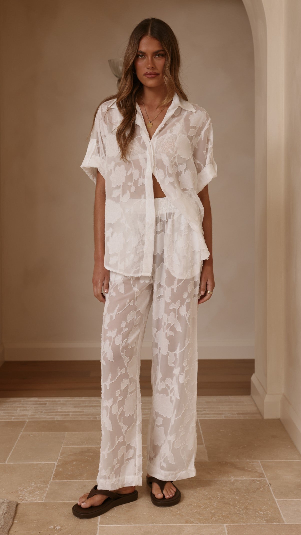 Mollie Lace Shirt - White - Billy J