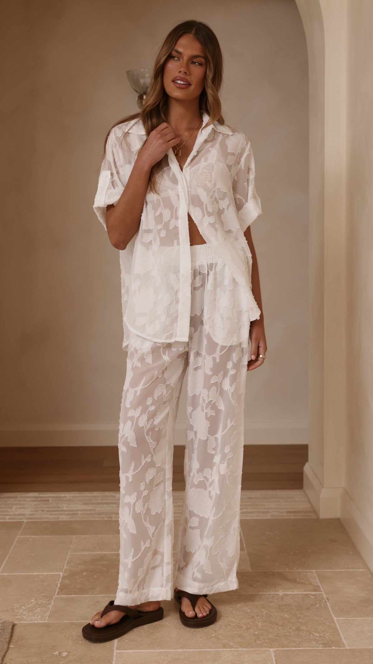 Mollie Lace Pants - White - Billy J
