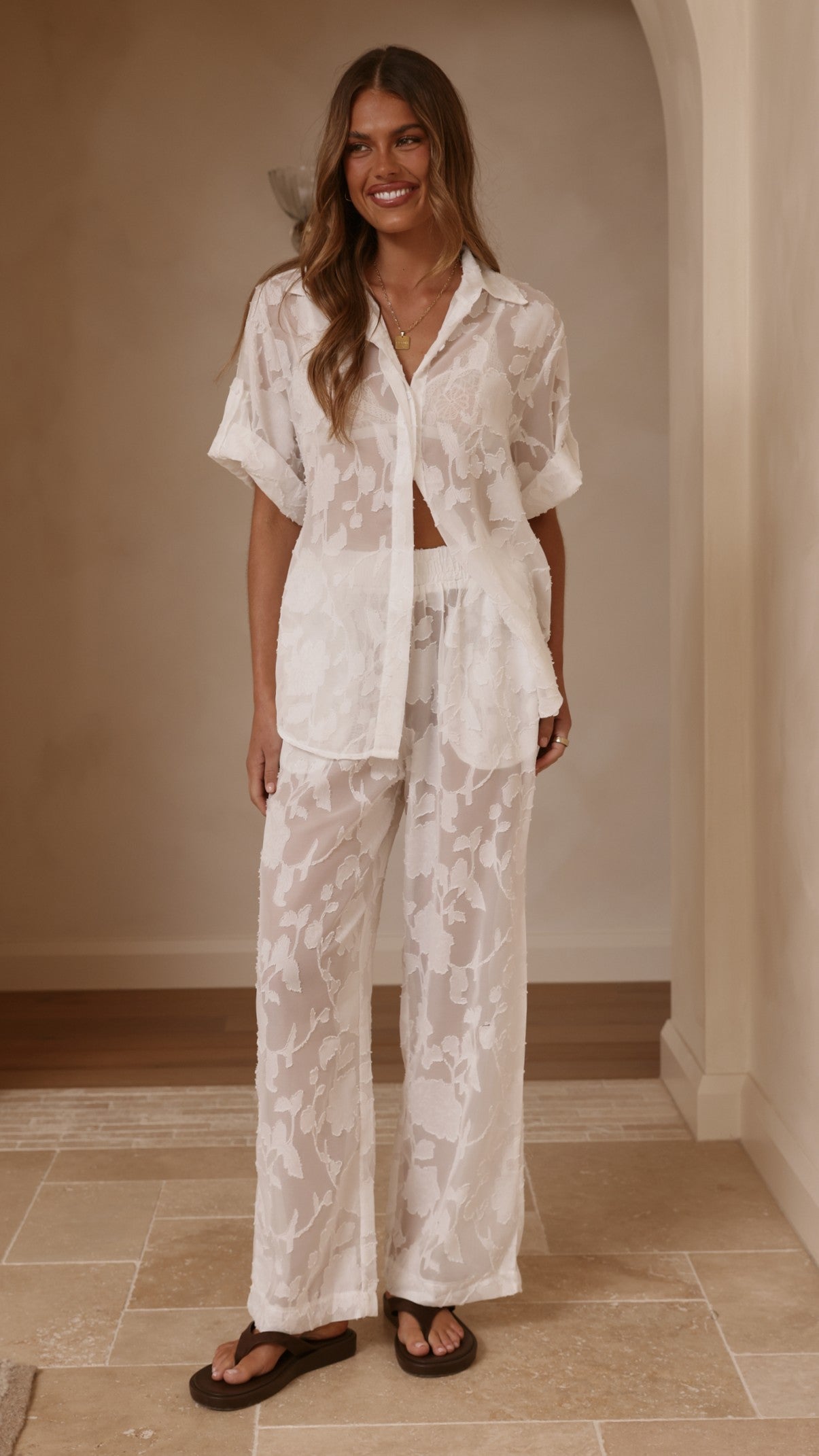 Mollie Lace Pants - White - Billy J
