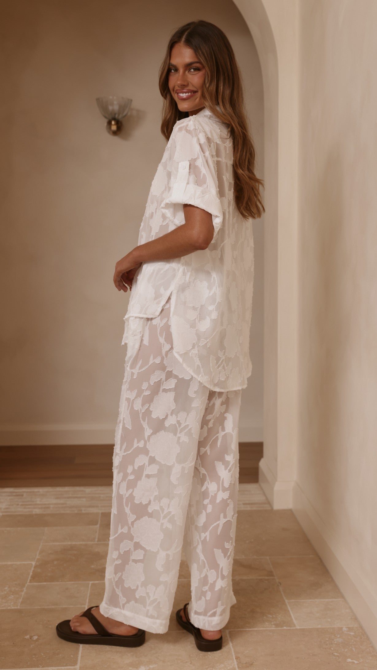 Mollie Lace Pants - White - Billy J