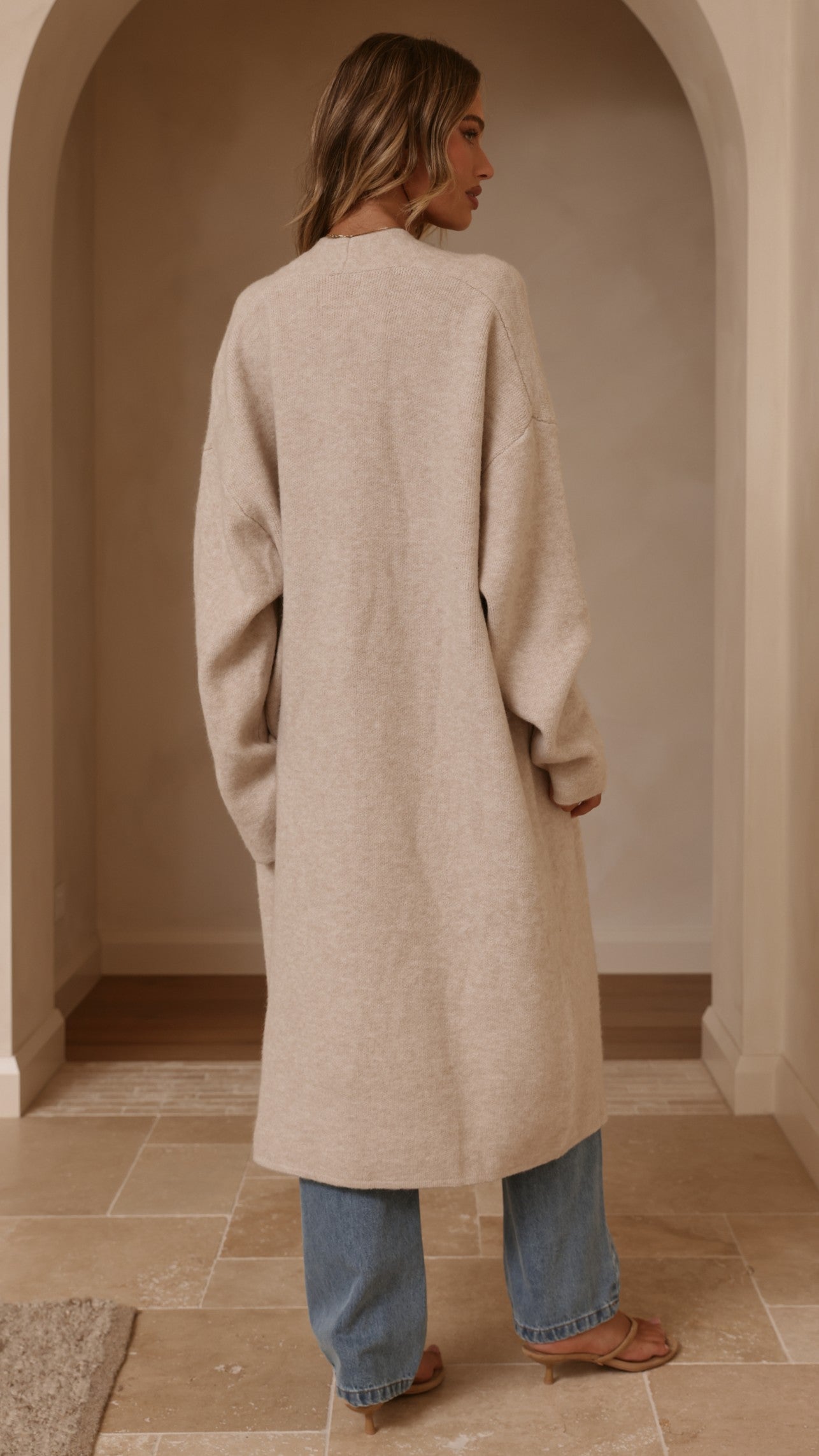 Romy Longline Cardigan - Oat - Billy J