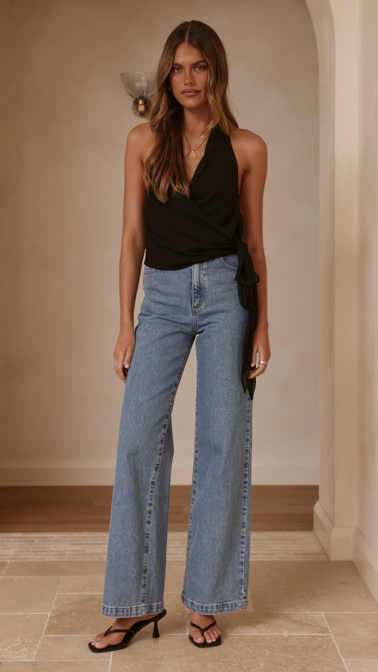 Belle Halter Neck Top - Black - Billy J