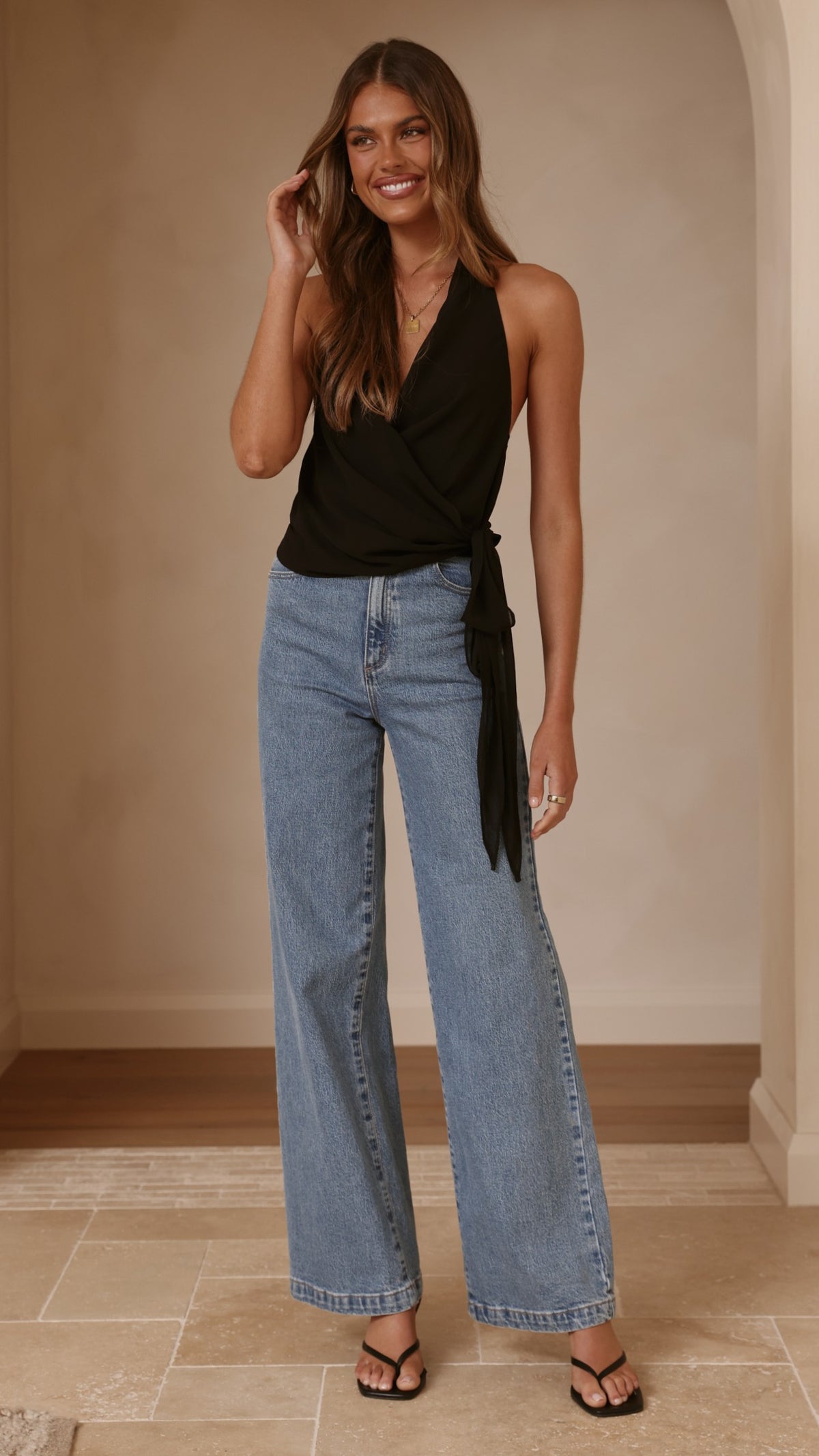 Belle Halter Neck Top - Black - Billy J
