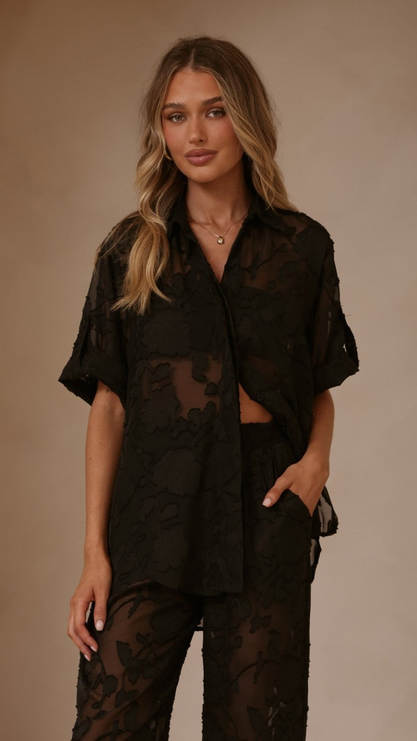 Mollie Lace Shirt - Black - Billy J