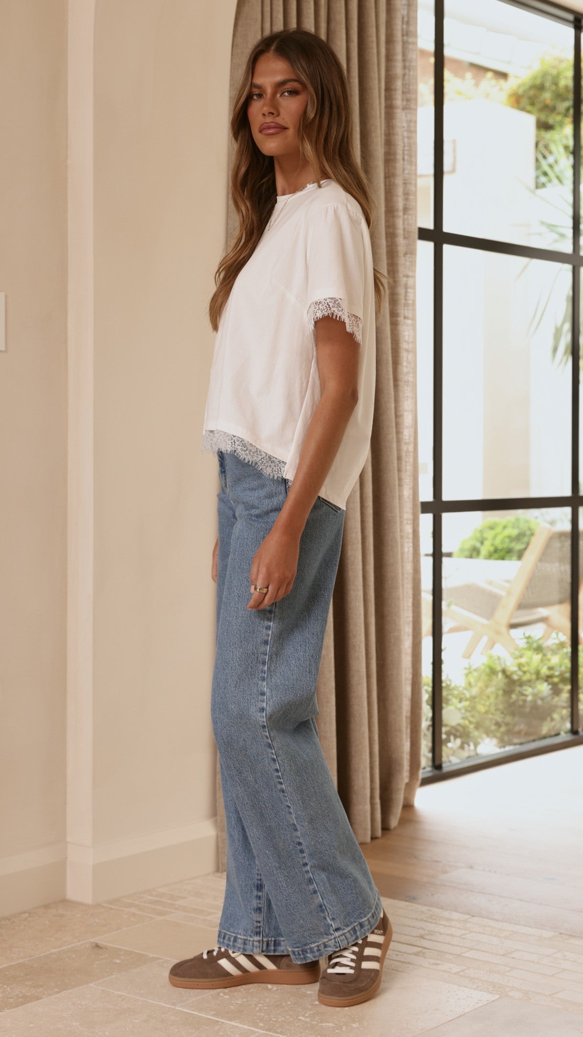Clare Lace Back T-Shirt - White - Billy J