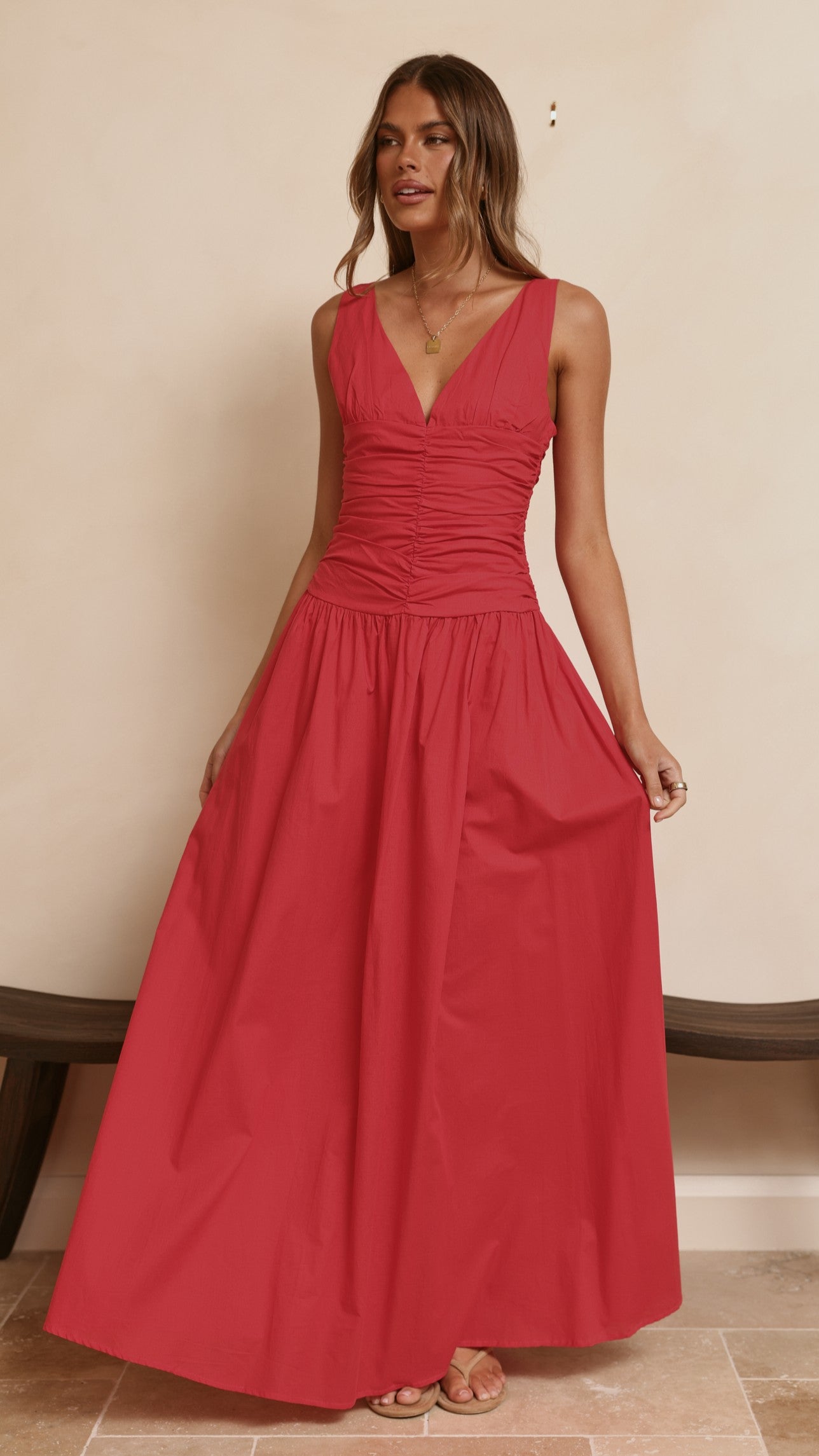 Sanya Maxi Dress - Red - Billy J